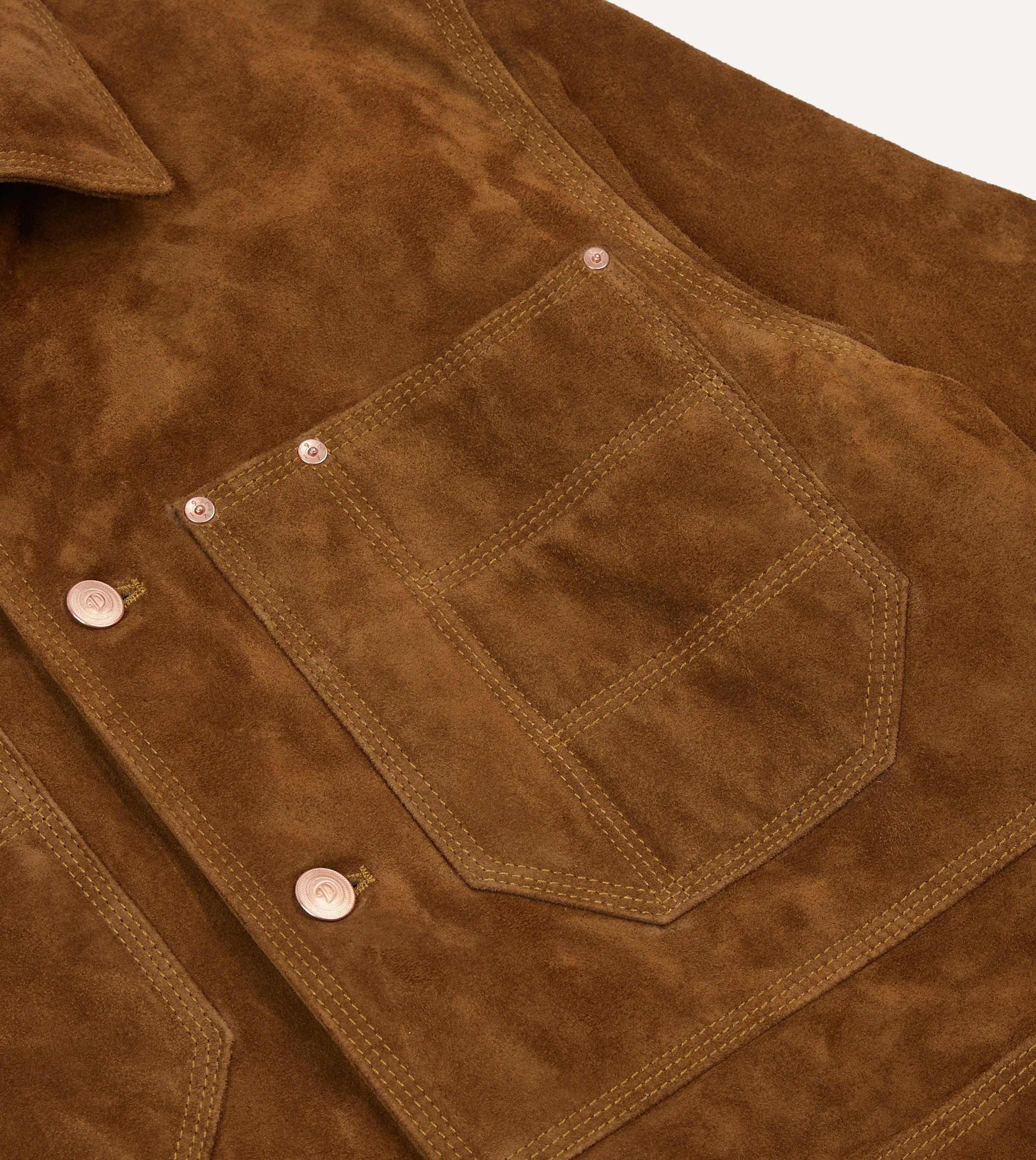 Tobacco Suede Blanket Lined Welder Jacket sold by Drake's London product image thumbnail 4