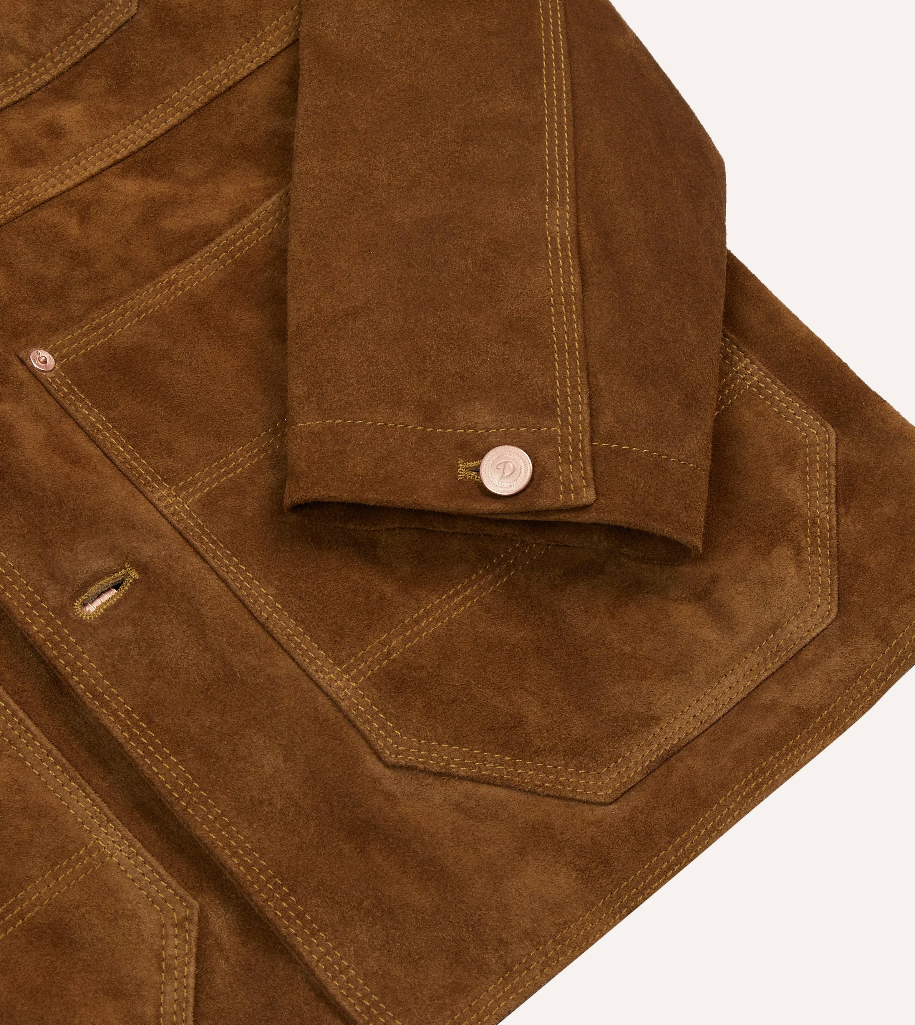 Tobacco Suede Blanket Lined Welder Jacket sold by Drake's London product image thumbnail 5