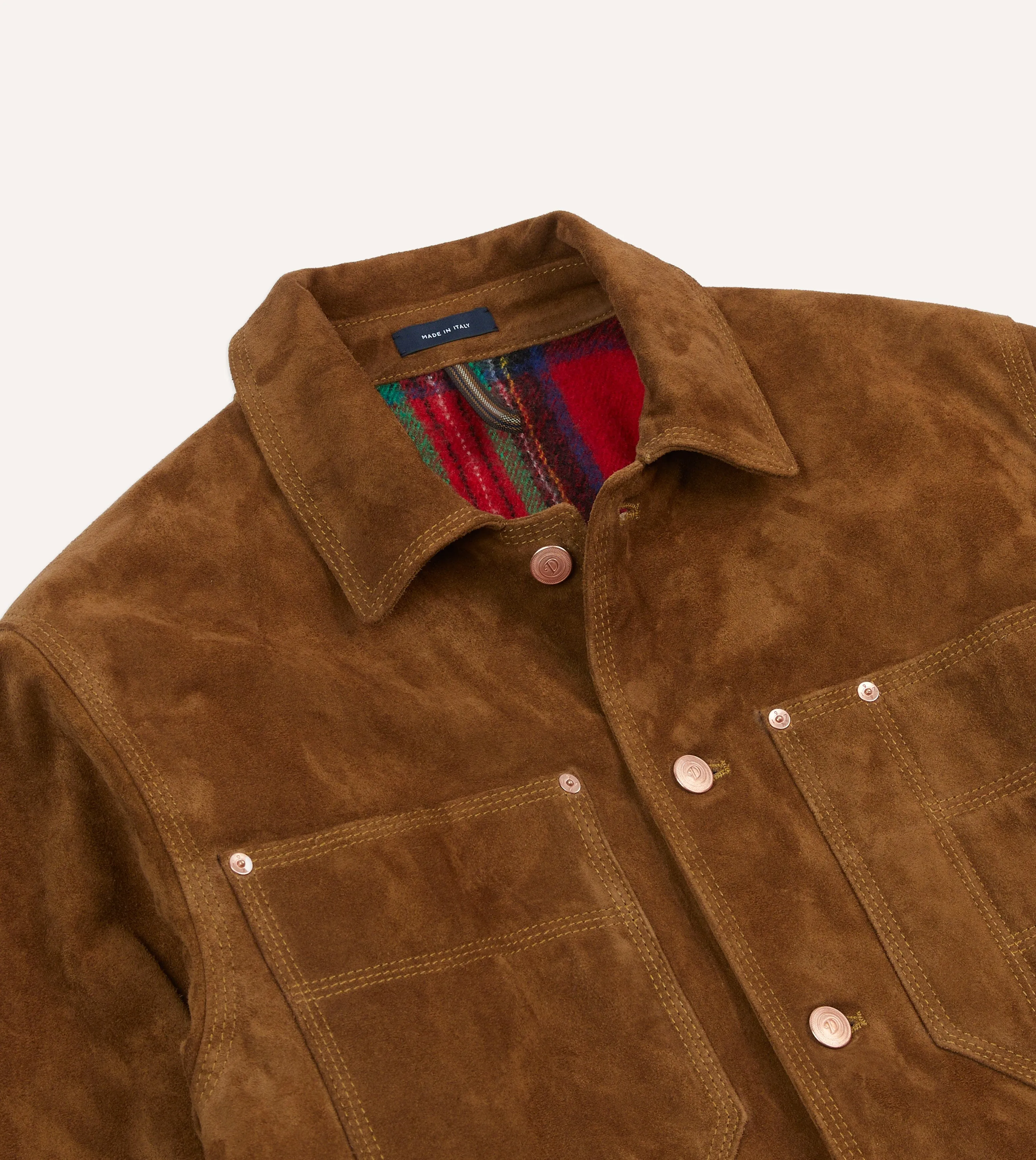 Tobacco Suede Blanket Lined Welder Jacket sold by Drake's London product image thumbnail 3