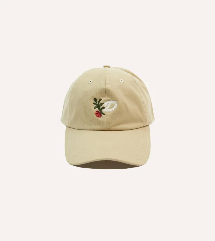 ‘D’ Flower Emblem Cotton Twill Baseball Cap sold by Drake's London