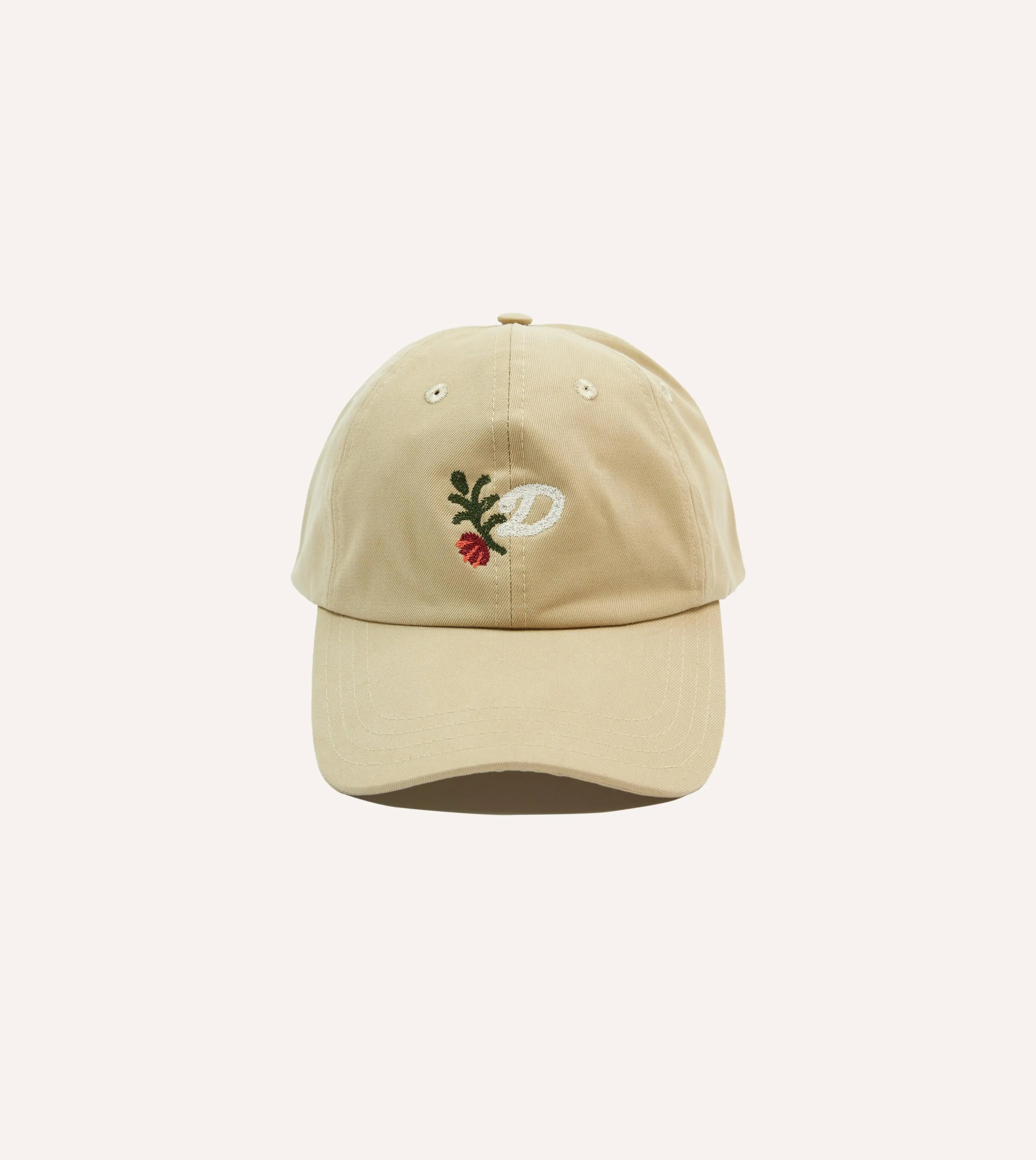 ‘D’ Flower Emblem Cotton Twill Baseball Cap sold by Drake's London