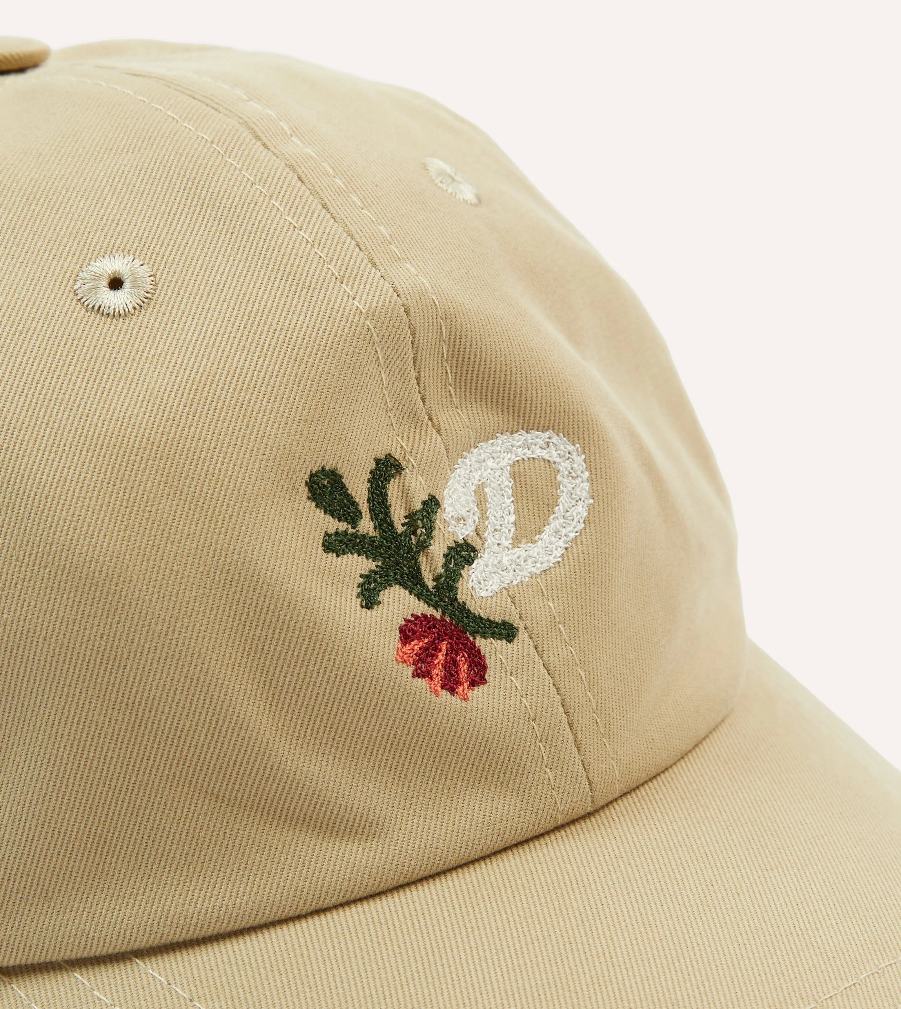 ‘D’ Flower Emblem Cotton Twill Baseball Cap sold by Drake's London product image thumbnail 3