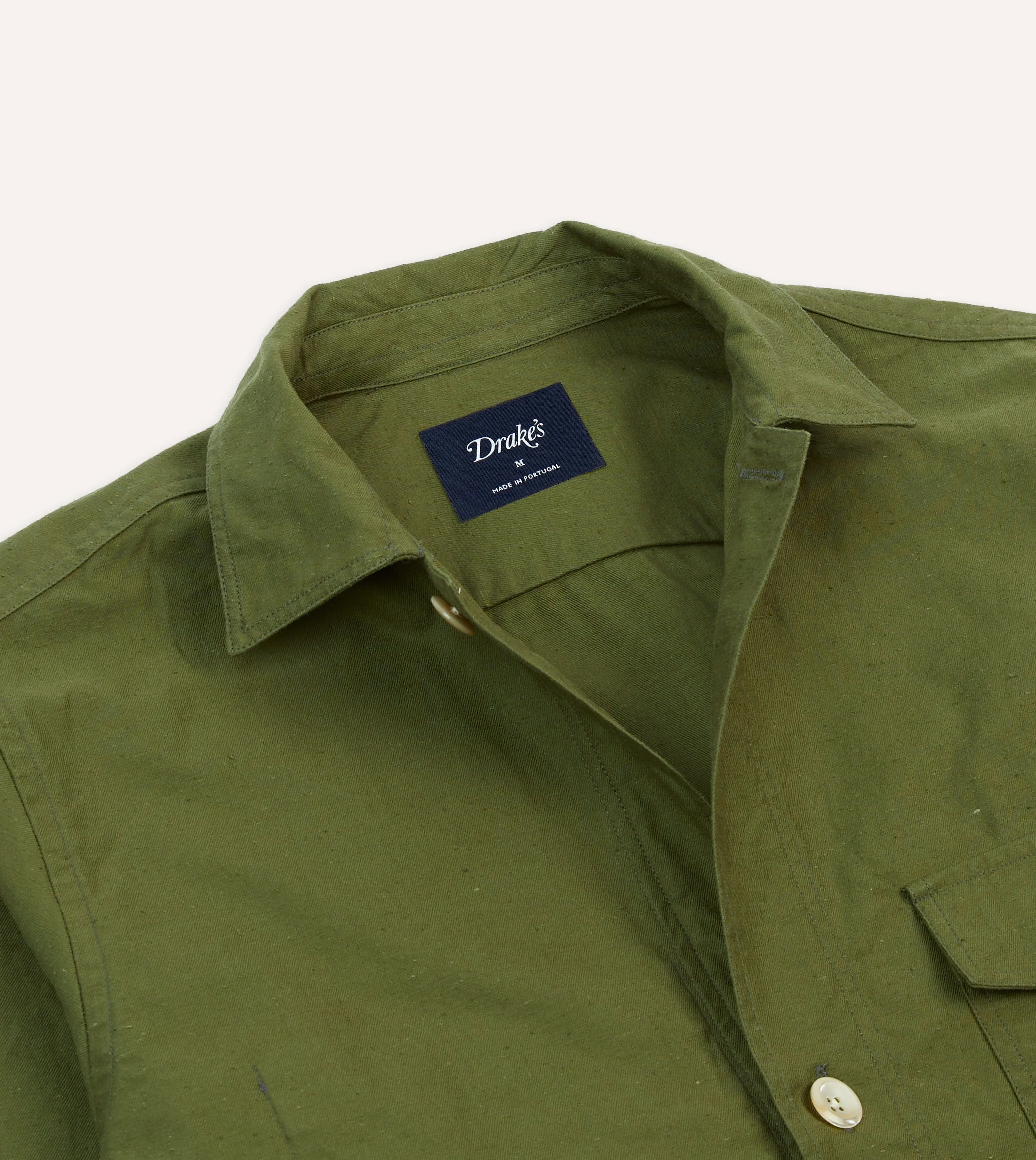 Olive Cotton Overshirt sold by Drake's London product image thumbnail 3