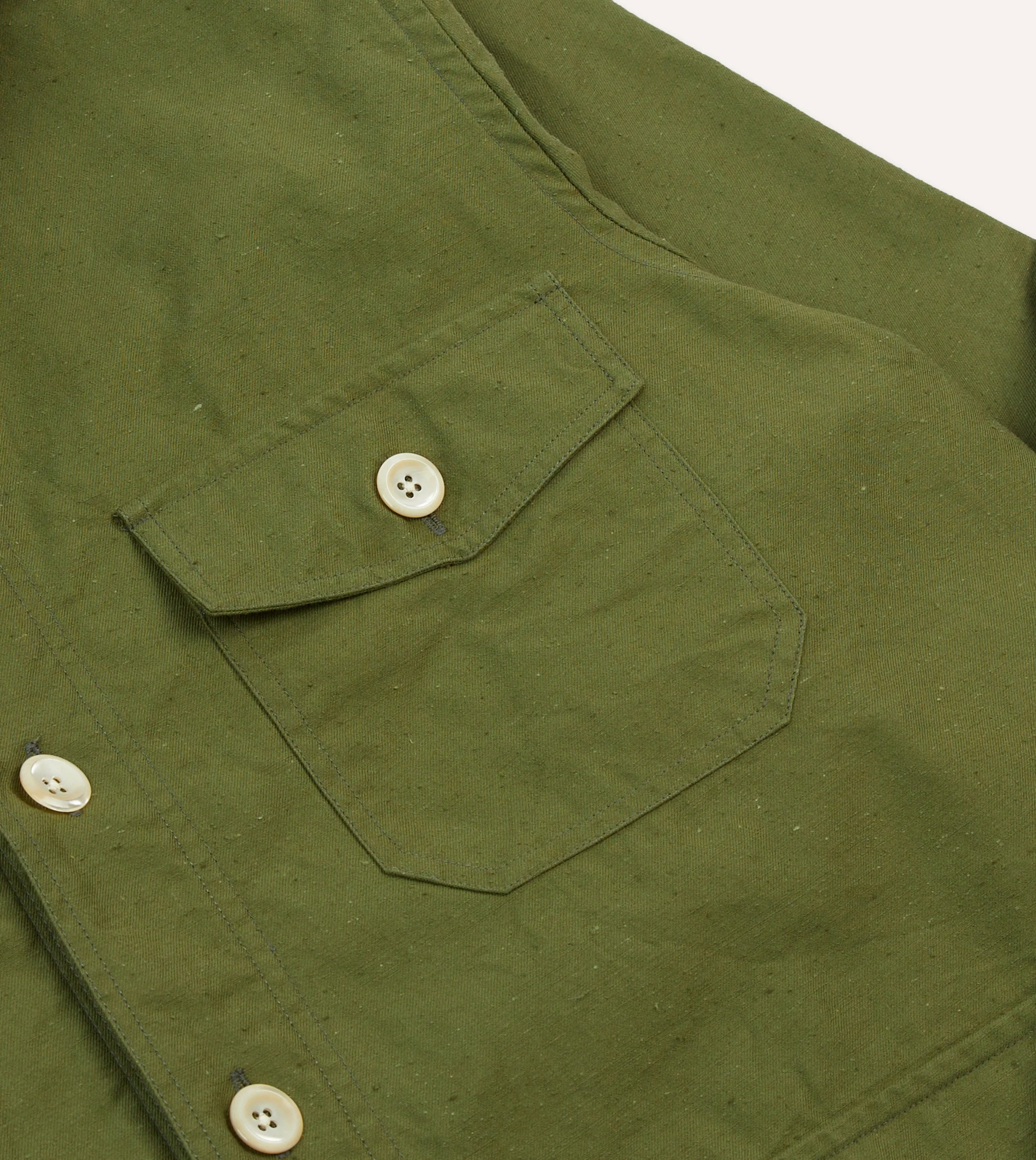 Olive Cotton Overshirt sold by Drake's London product image thumbnail 4