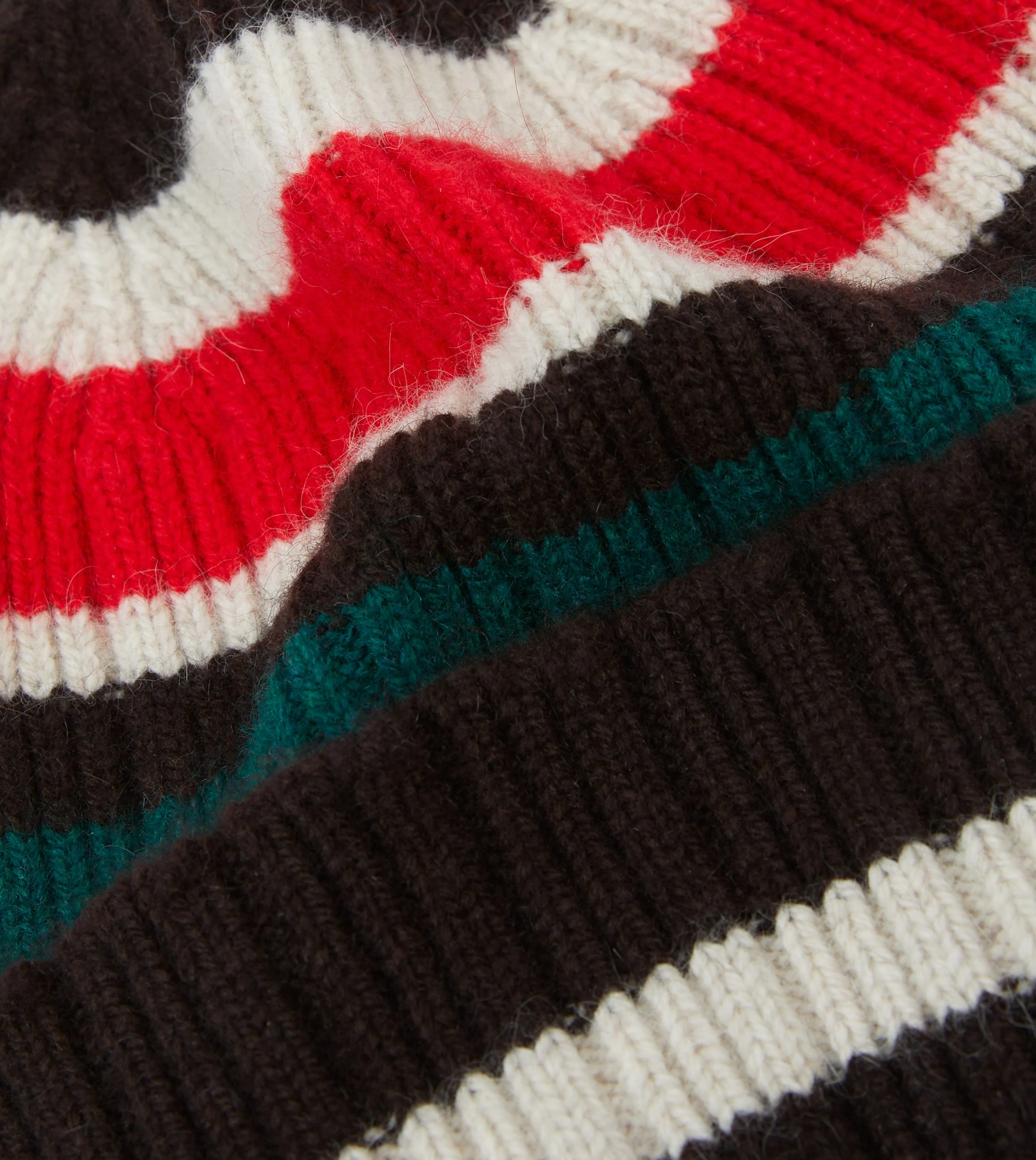 Brown, Ecru and Red Multi Stripe Geelongora Ribbed Knit Cap sold by Drake's London product image thumbnail 2