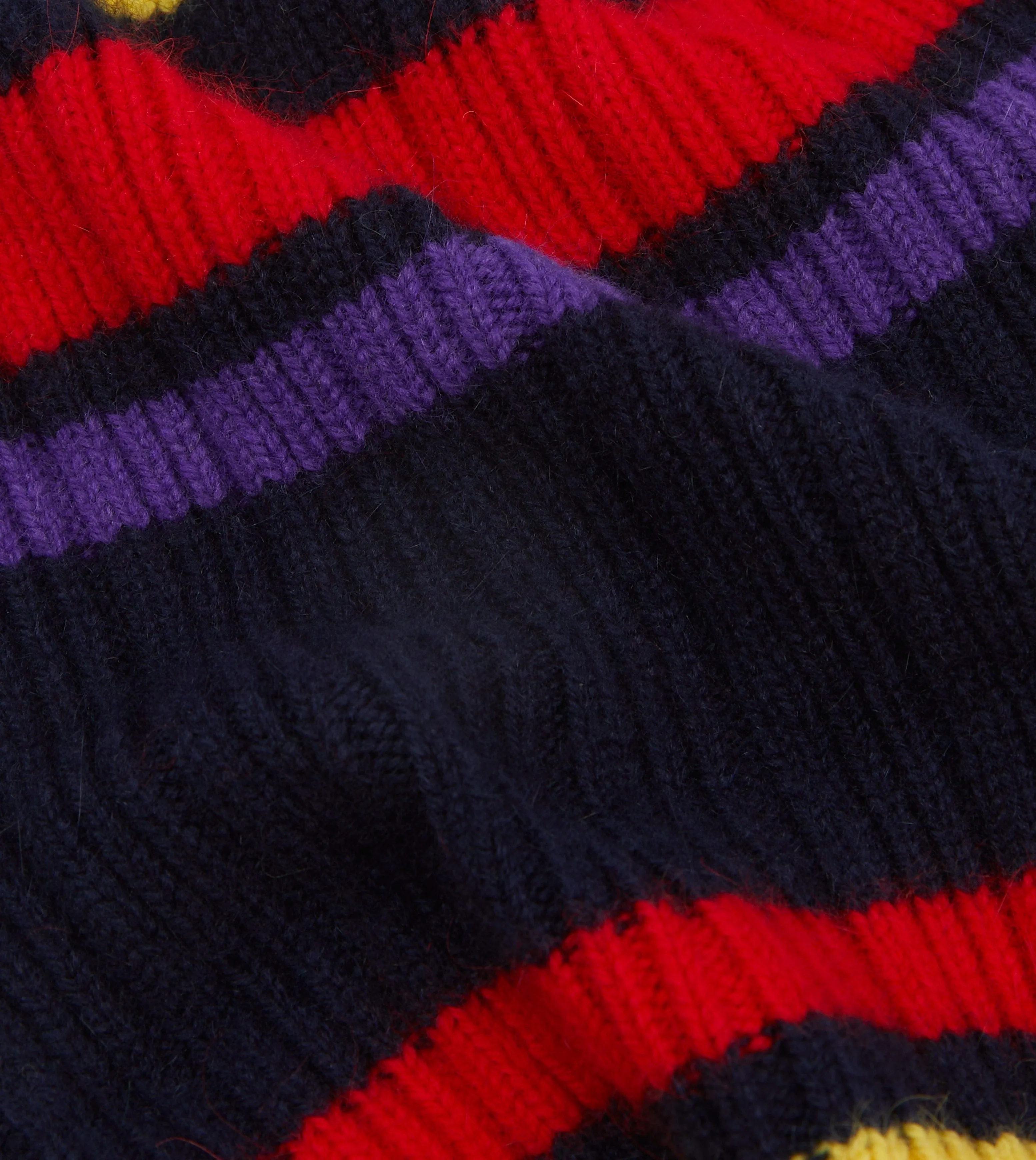 Navy, Yellow and Red Multi Stripe Geelongora Ribbed Knit Cap sold by Drake's London product image thumbnail 2