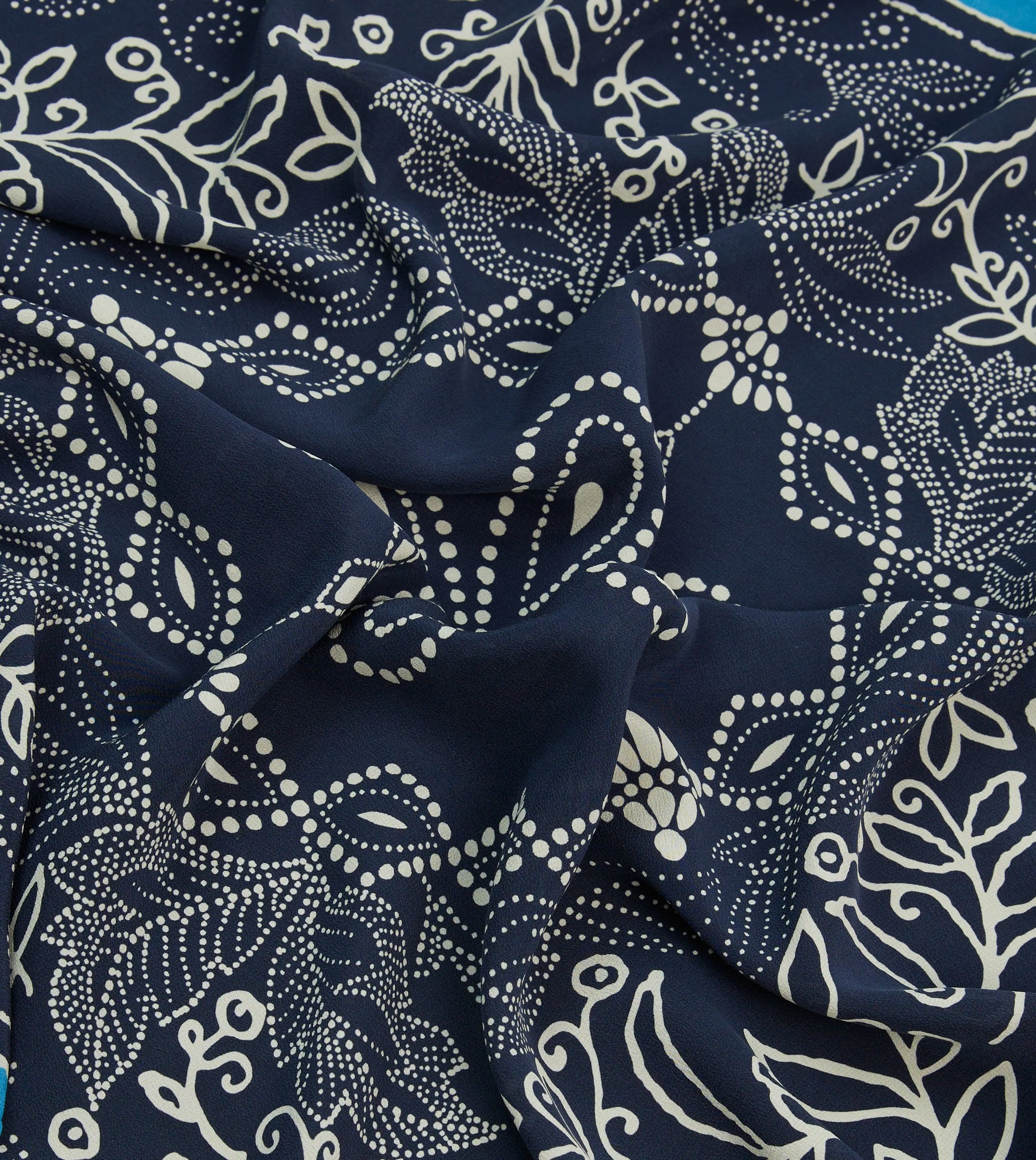 Navy Floral Paisley Print Silk Bandana sold by Drake's London product image thumbnail 2