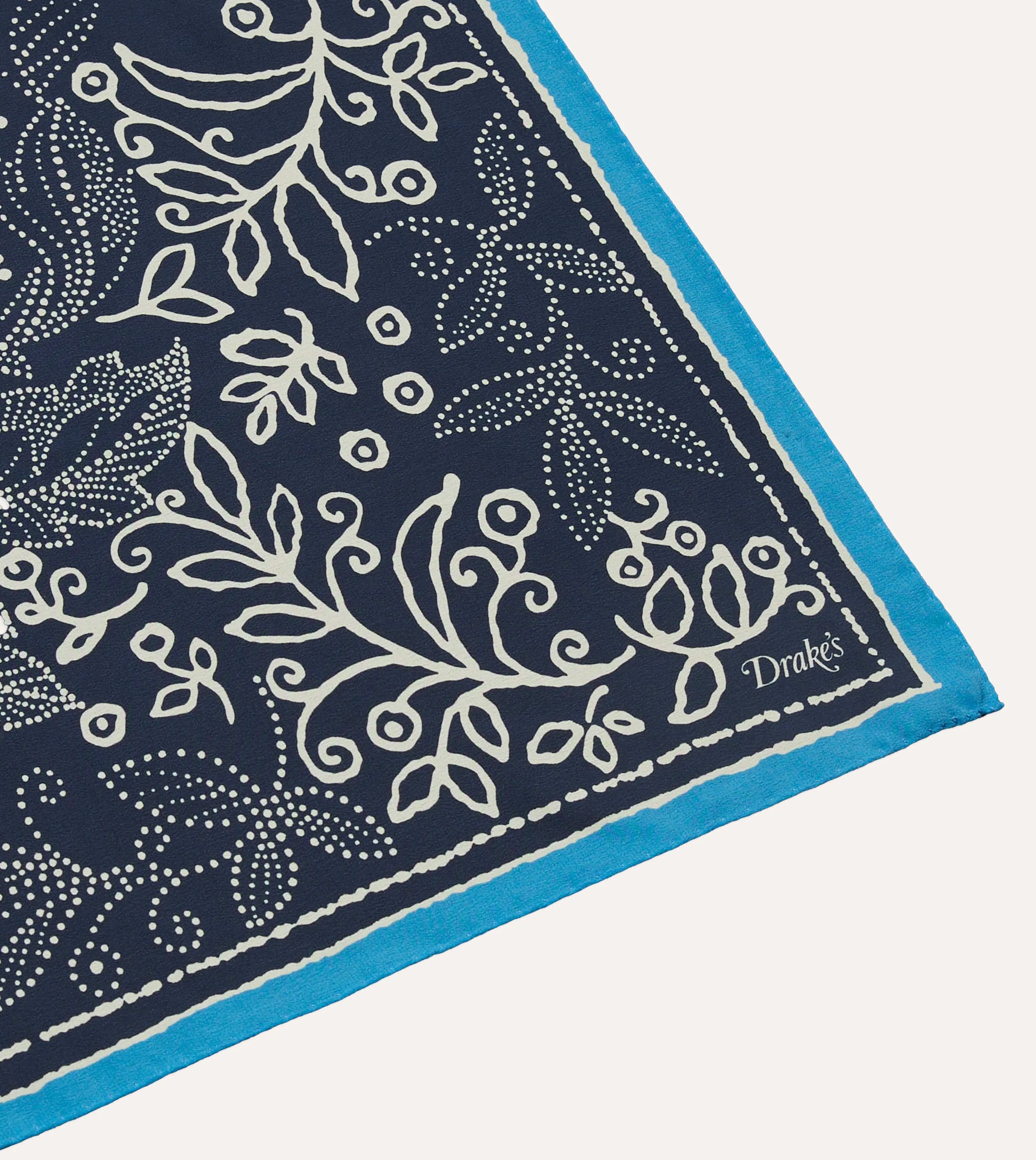 Navy Floral Paisley Print Silk Bandana sold by Drake's London product image thumbnail 3