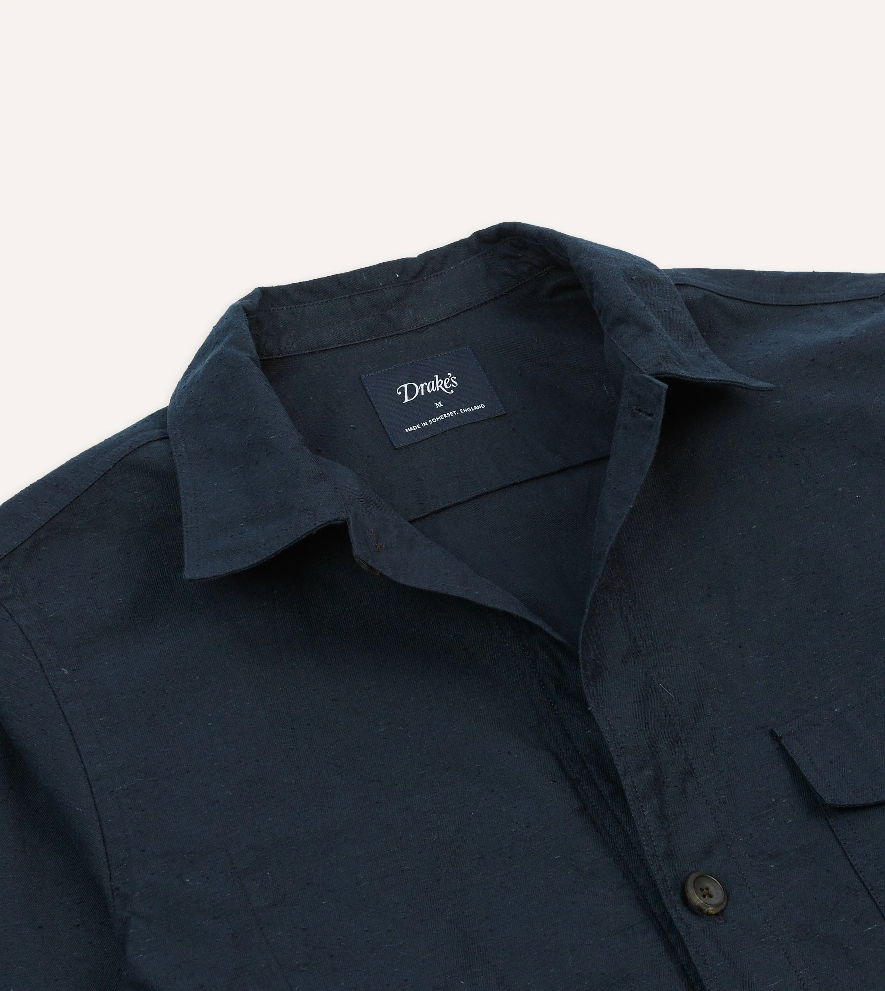 Navy Cotton Overshirt sold by Drake's London product image thumbnail 3
