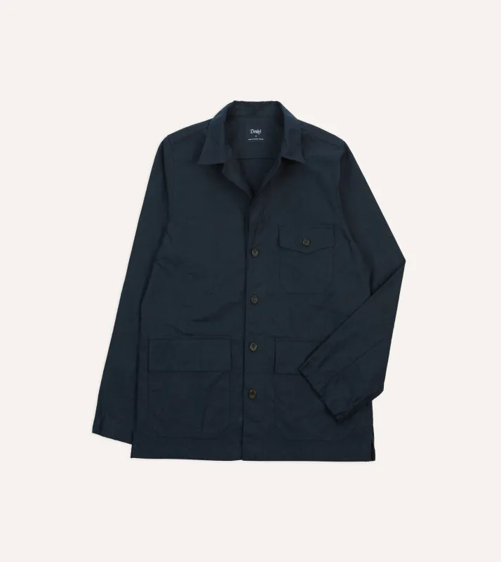 Navy Cotton Overshirt sold by Drake's London