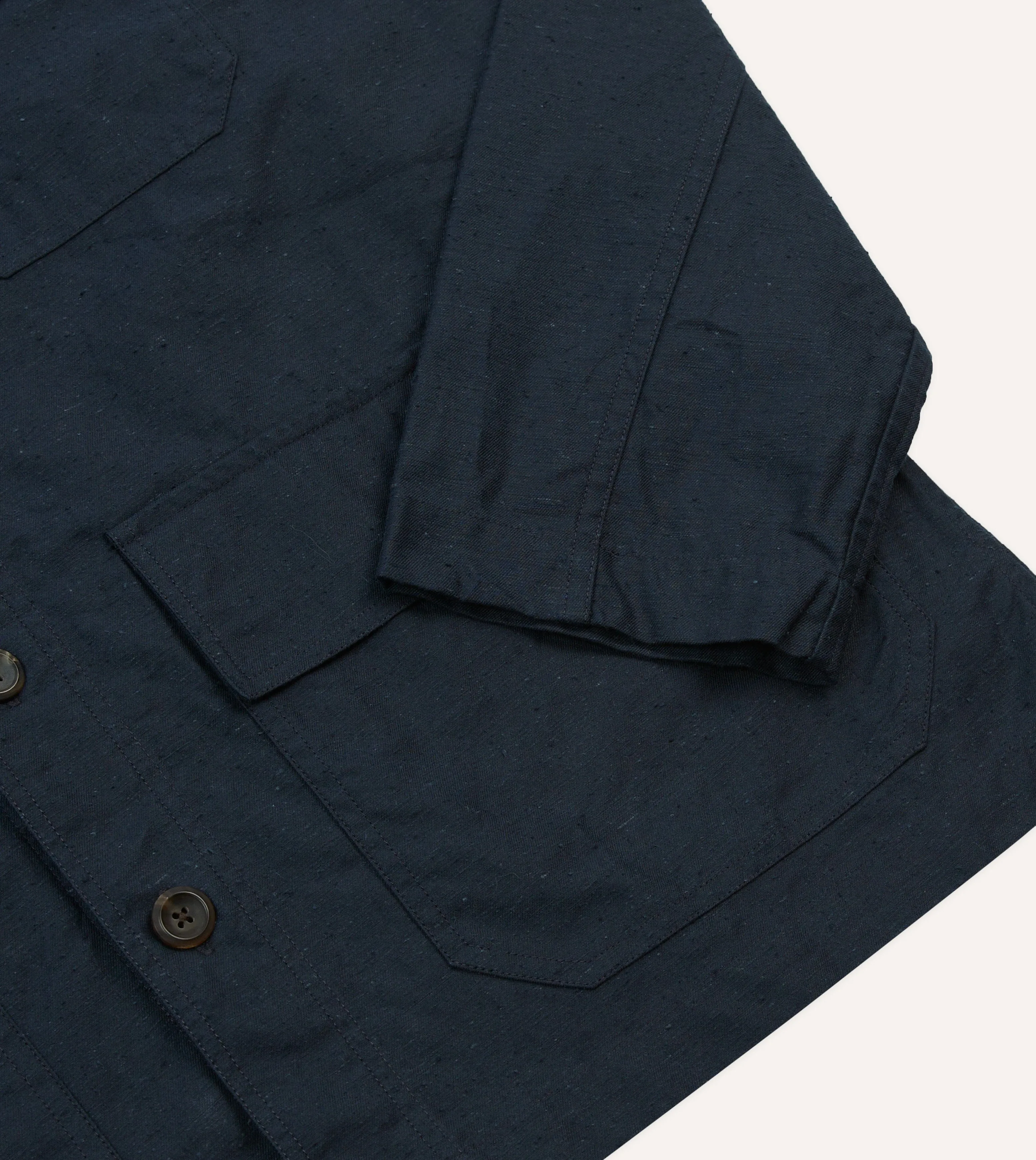 Navy Cotton Overshirt sold by Drake's London product image thumbnail 5