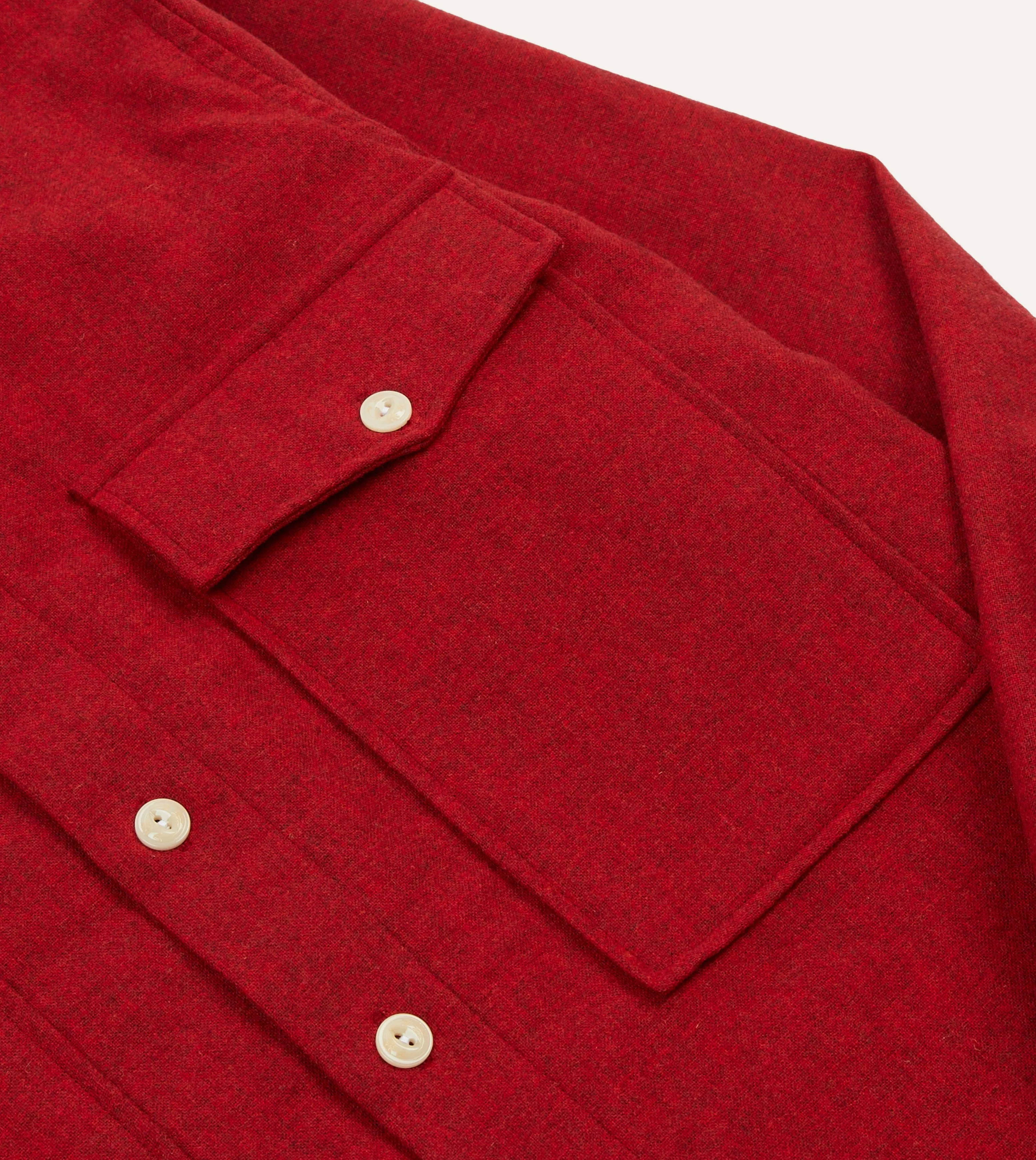 Red Wool Two-Pocket Work Shirt sold by Drake's London product image thumbnail 4
