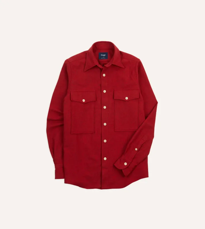 Red Wool Two-Pocket Work Shirt sold by Drake's London