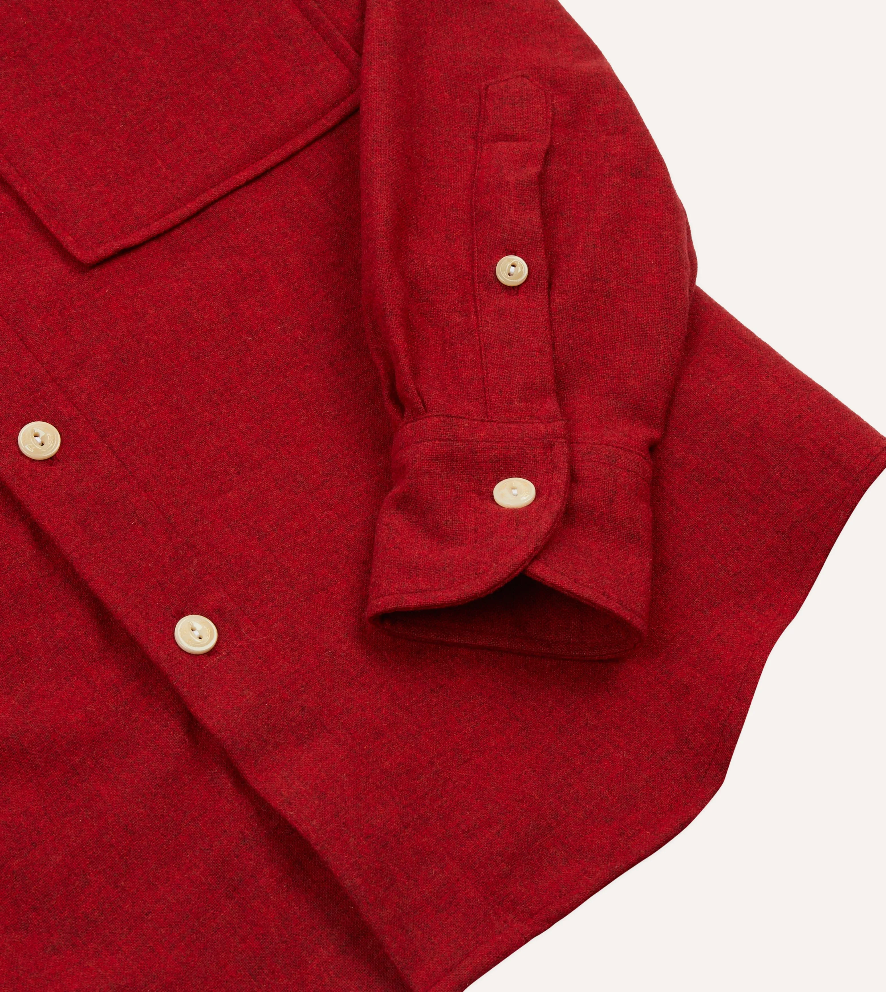 Red Wool Two-Pocket Work Shirt sold by Drake's London product image thumbnail 5