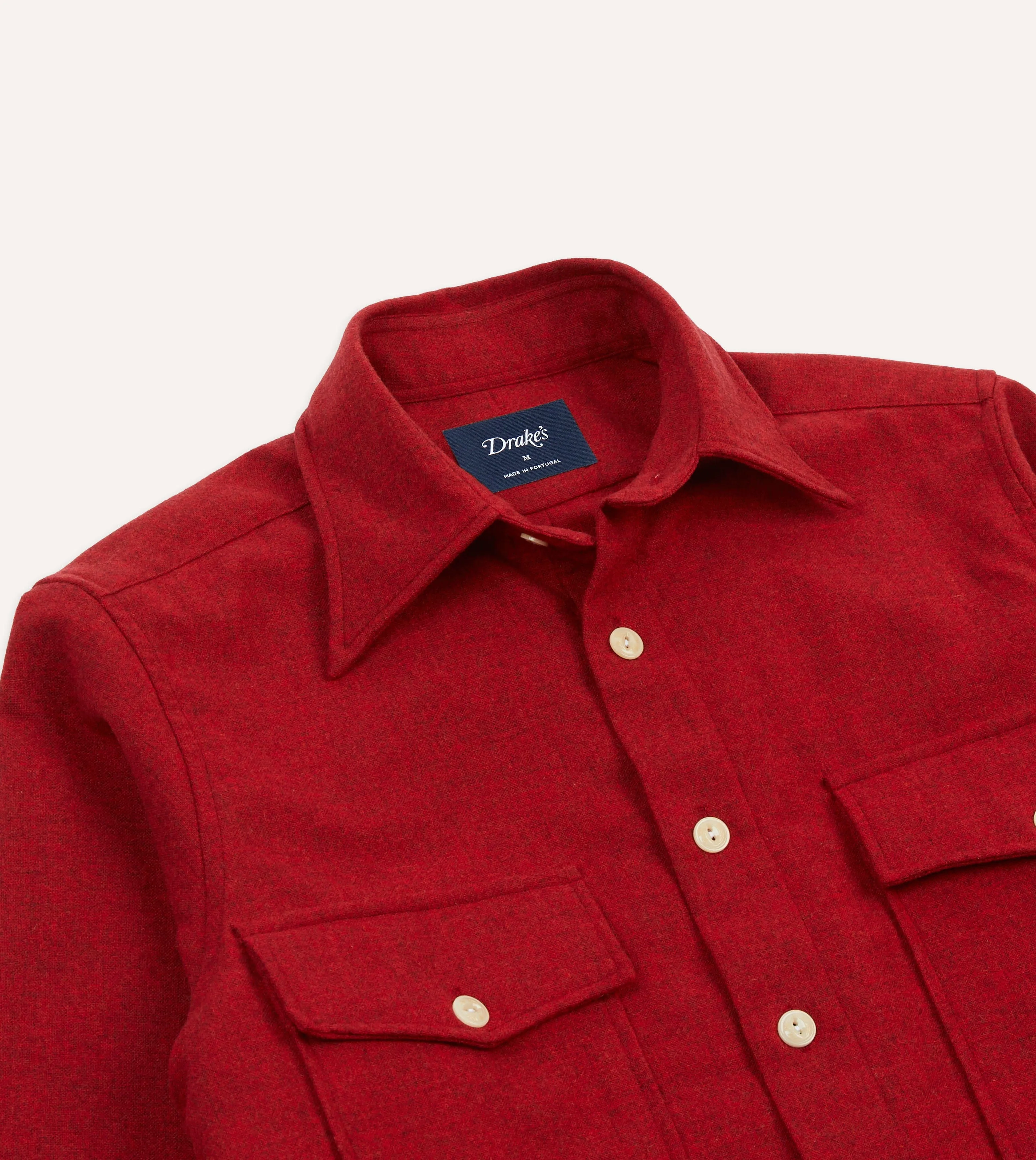 Red Wool Two-Pocket Work Shirt sold by Drake's London product image thumbnail 3