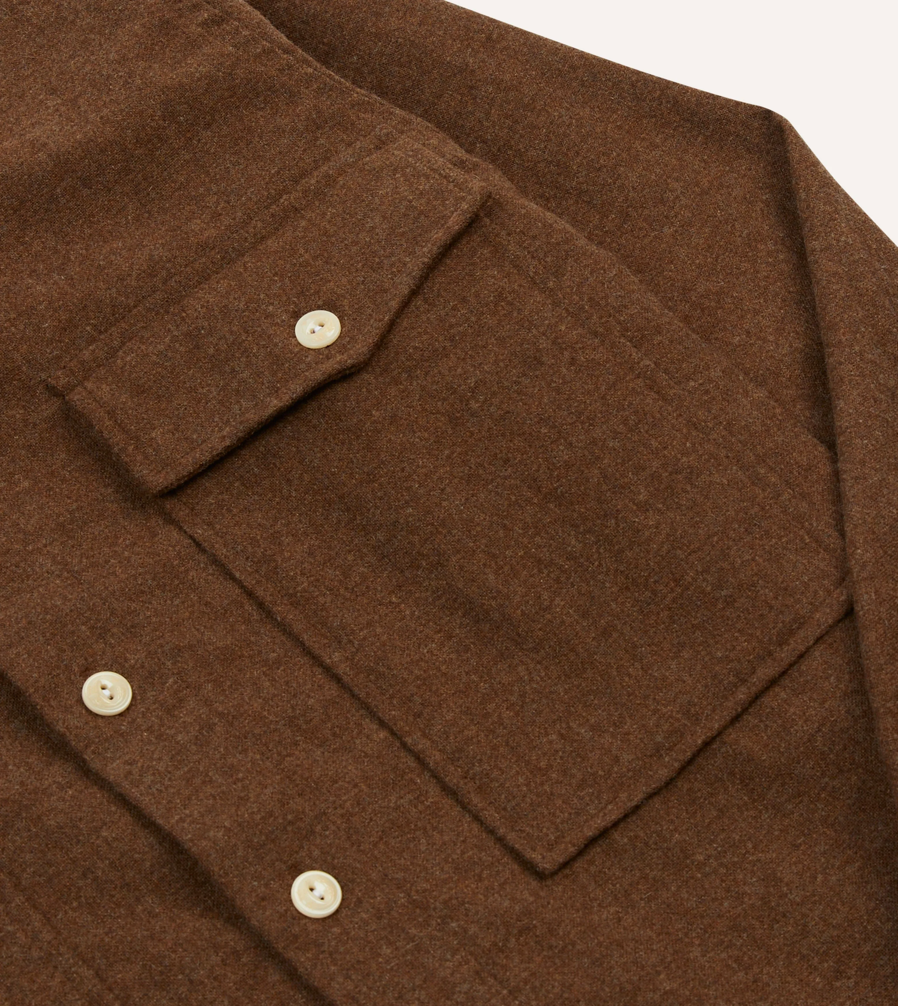 Brown Wool Two-Pocket Work Shirt sold by Drake's London product image thumbnail 4