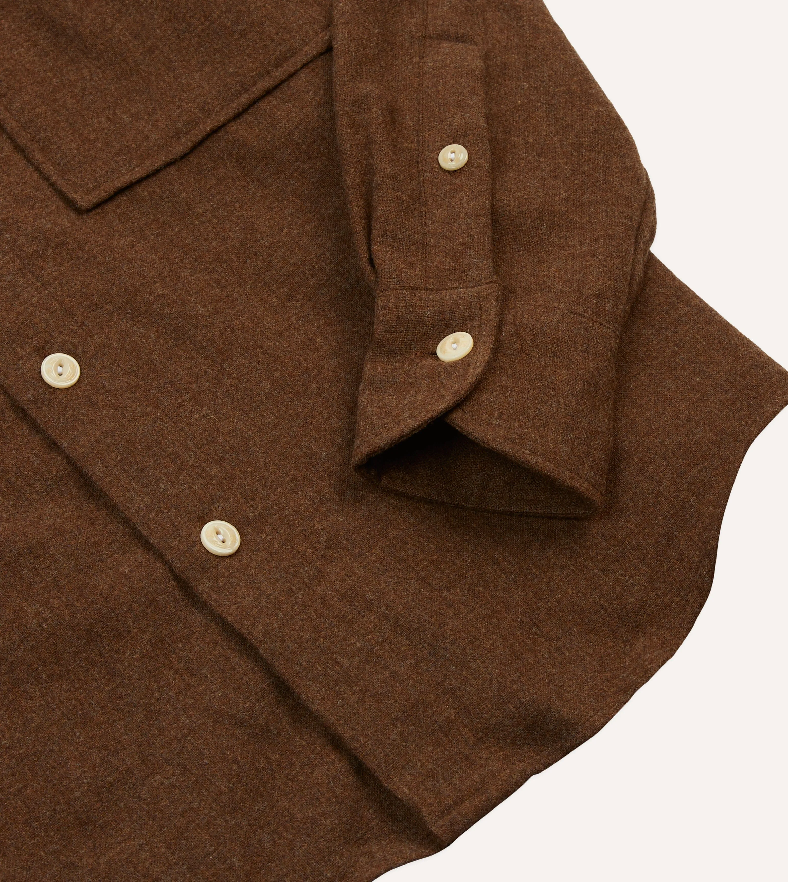 Brown Wool Two-Pocket Work Shirt sold by Drake's London product image thumbnail 5