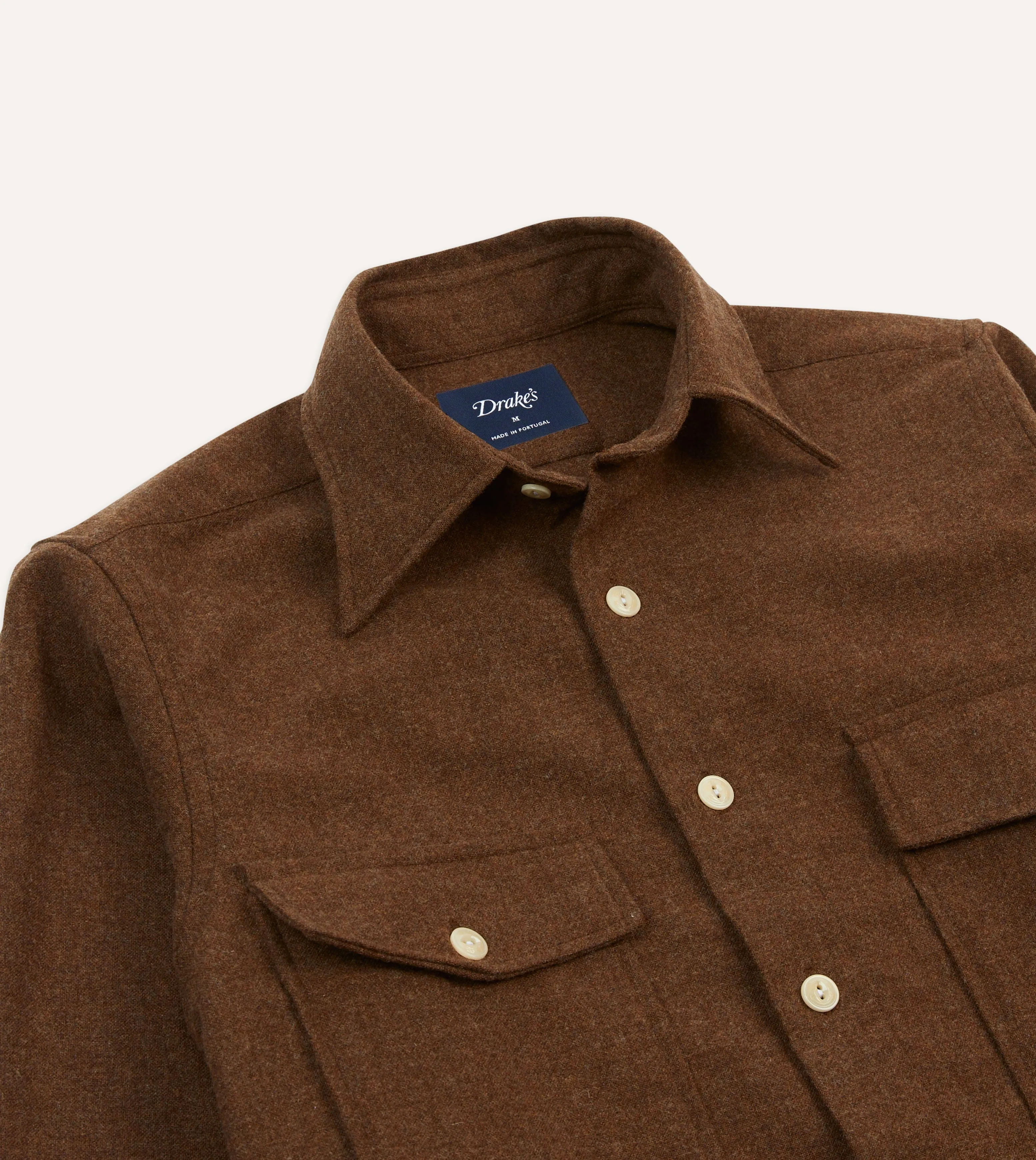 Brown Wool Two-Pocket Work Shirt sold by Drake's London product image thumbnail 3