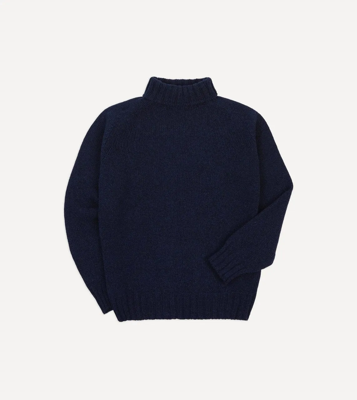 Navy Lambswool Submariner Roll Neck Jumper sold by Drake's London