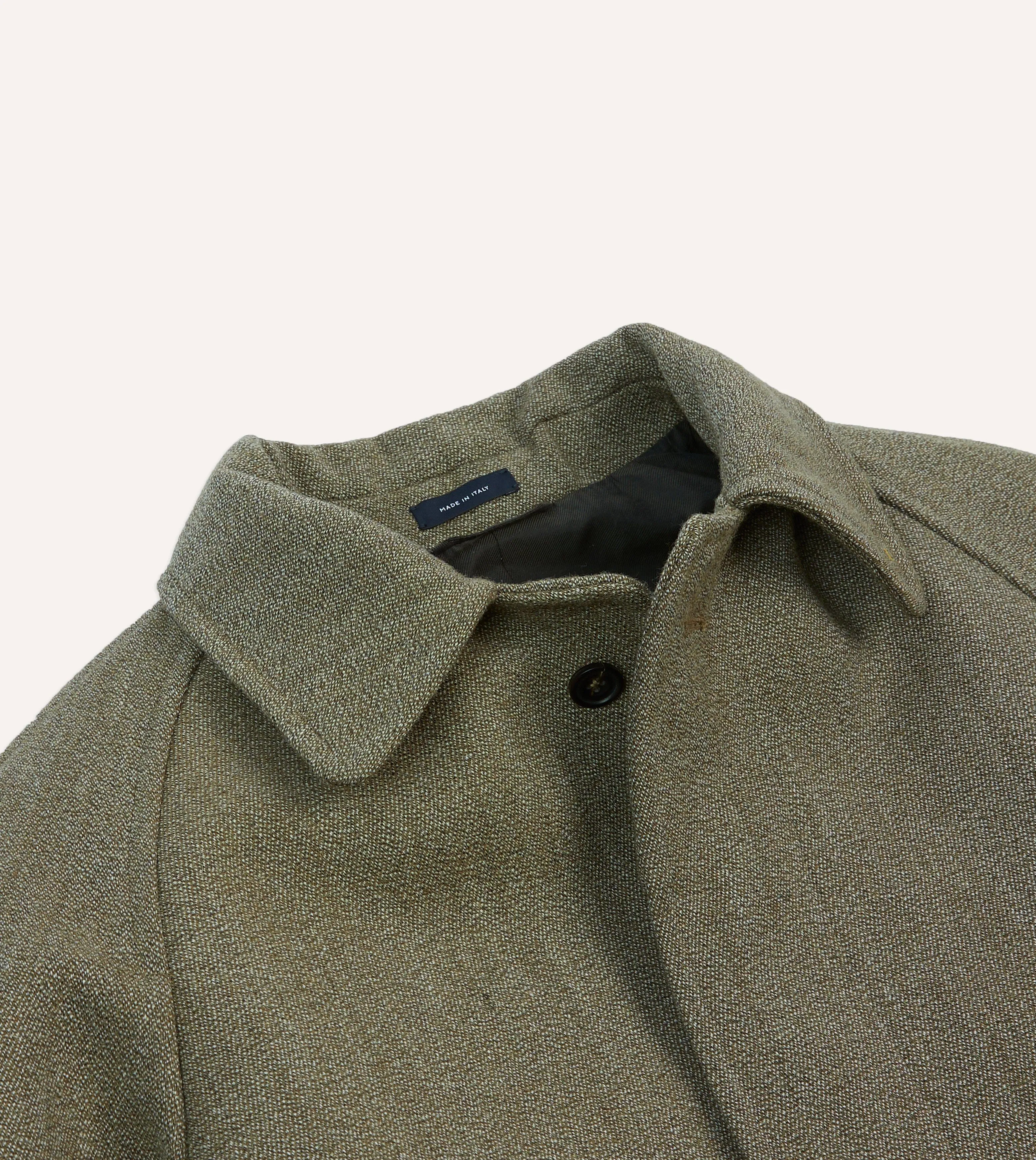 Green Keeper's Tweed Wool Raglan Coat sold by Drake's London product image thumbnail 3