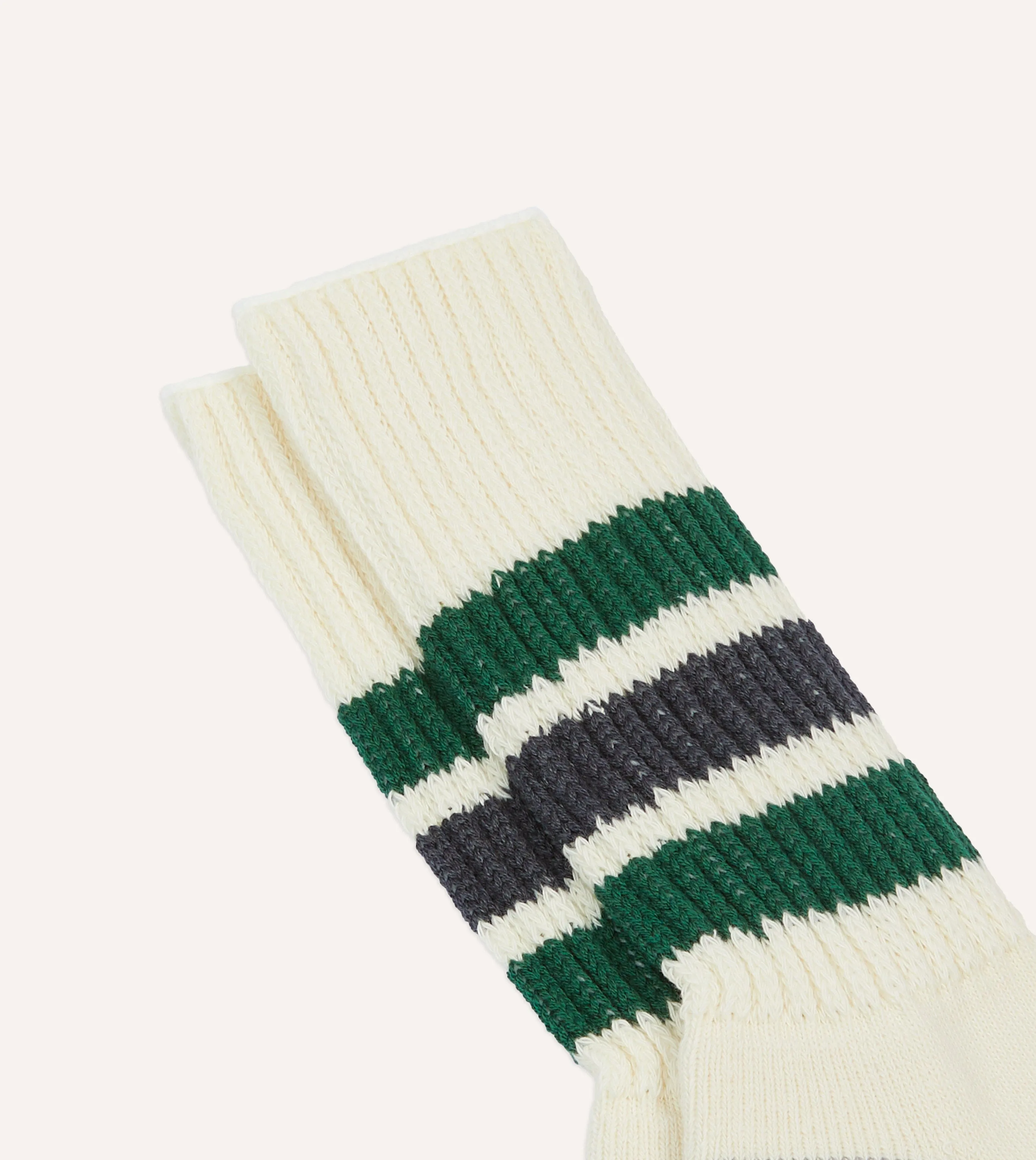 RoToTo Green and Grey Cotton Crew Socks sold by Drake's London product image thumbnail 3