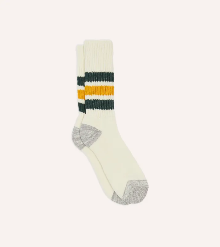 RoToTo Green and Yellow Cotton Crew Socks sold by Drake's London