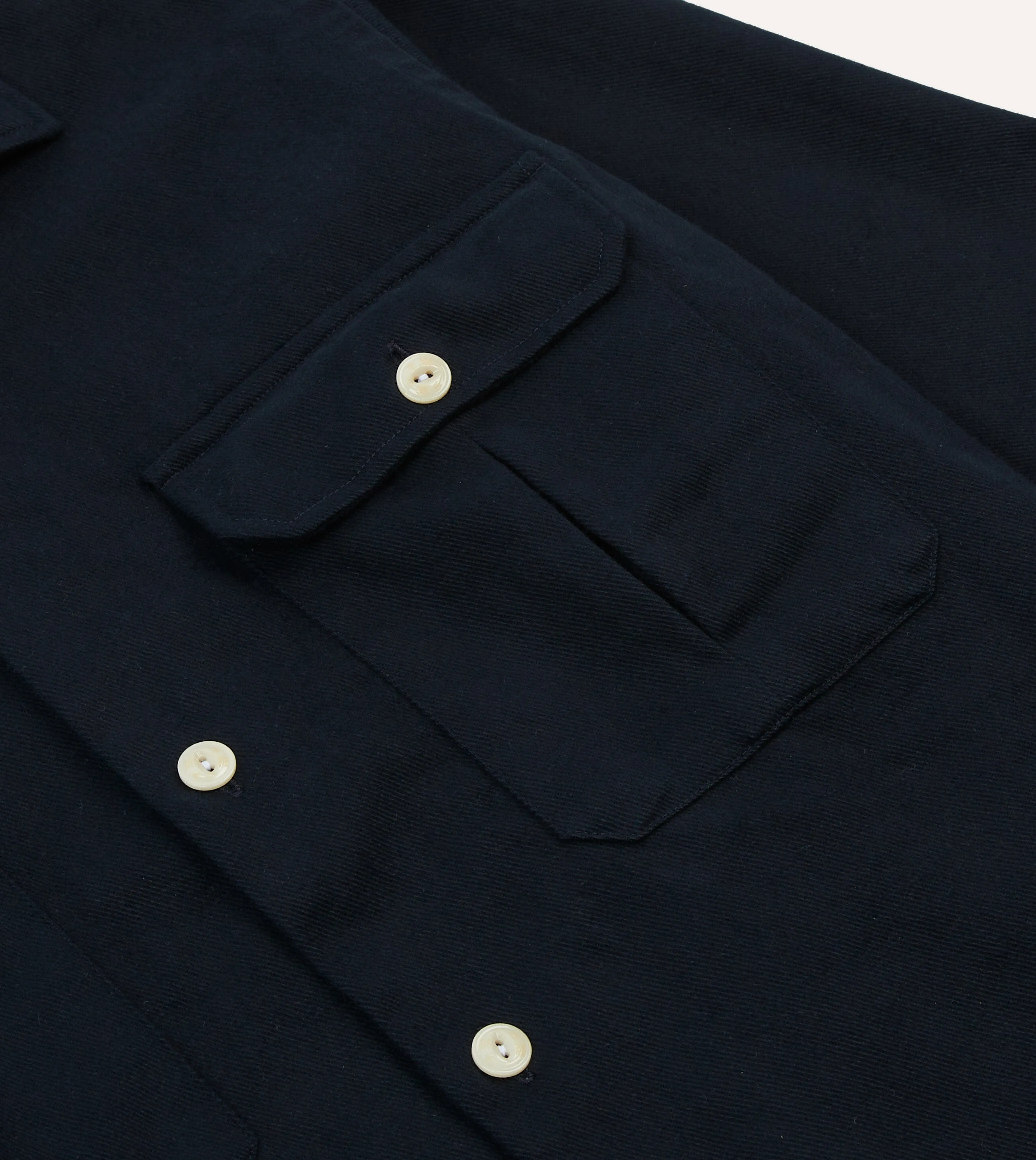 Navy Brushed Cotton Twill Two-Pocket Camp Collar Work Shirt sold by Drake's London product image thumbnail 4