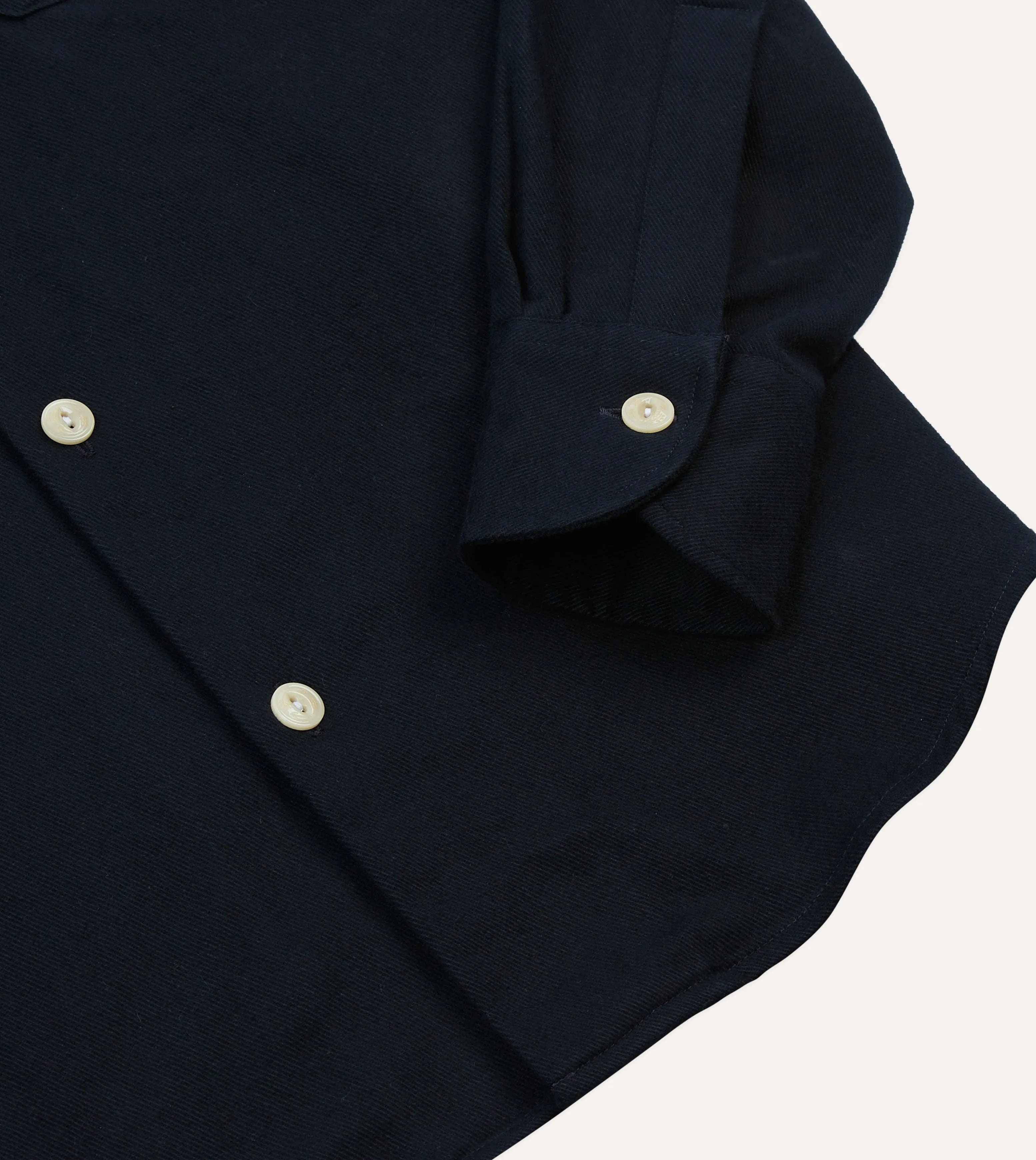 Navy Brushed Cotton Twill Two-Pocket Camp Collar Work Shirt sold by Drake's London product image thumbnail 5