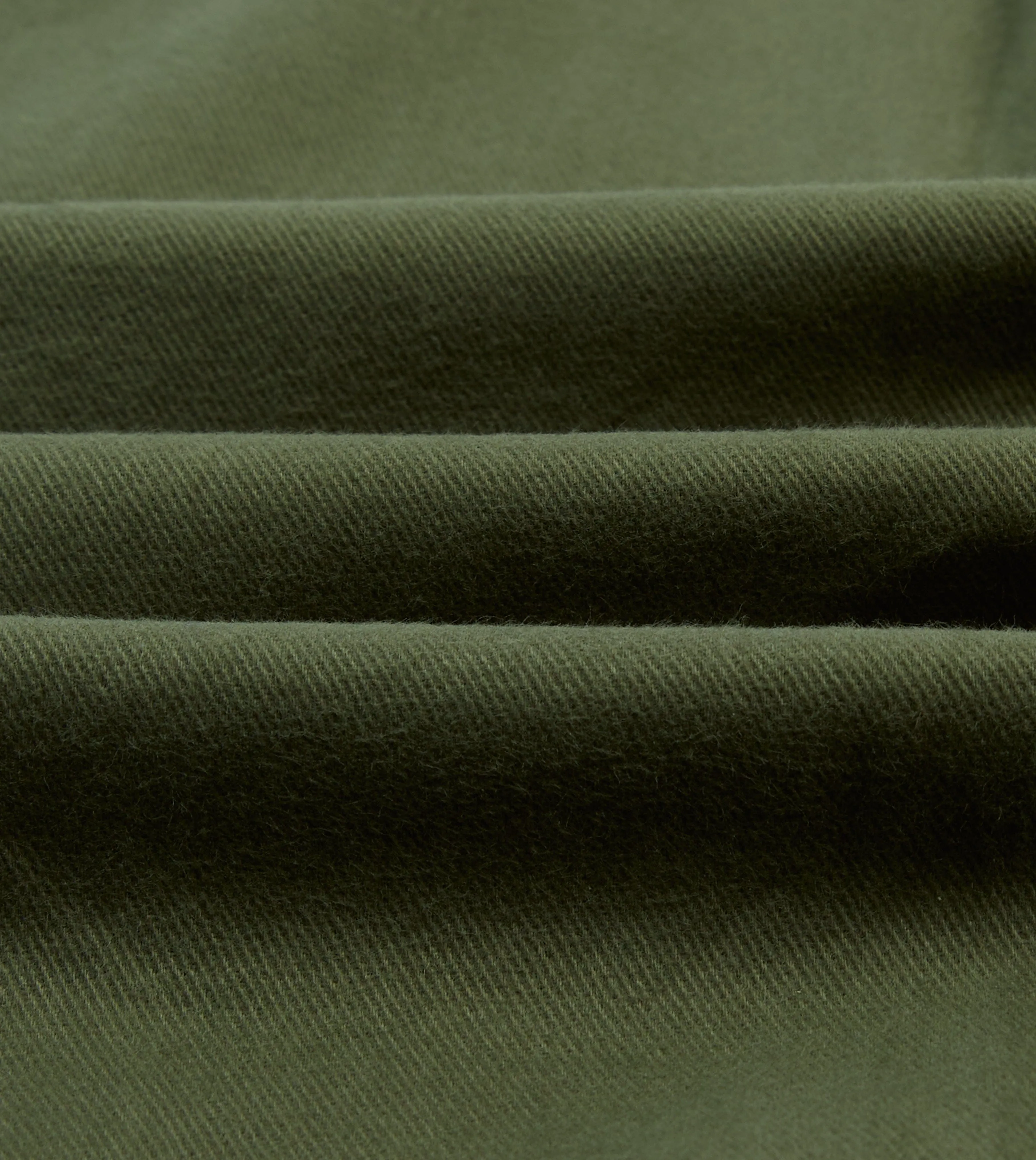 Olive Brushed Cotton Twill Two-Pocket Camp Collar Work Shirt sold by Drake's London product image thumbnail 2