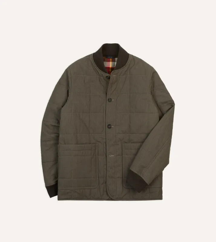 Olive Ripstop Quilted Chore Jacket sold by Drake's London