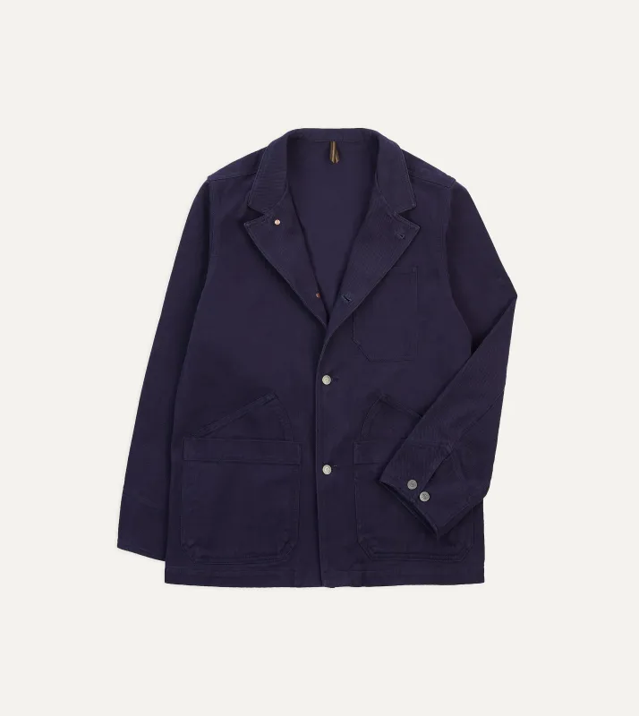 Navy Cotton Canvas Utility Blazer sold by Drake's London