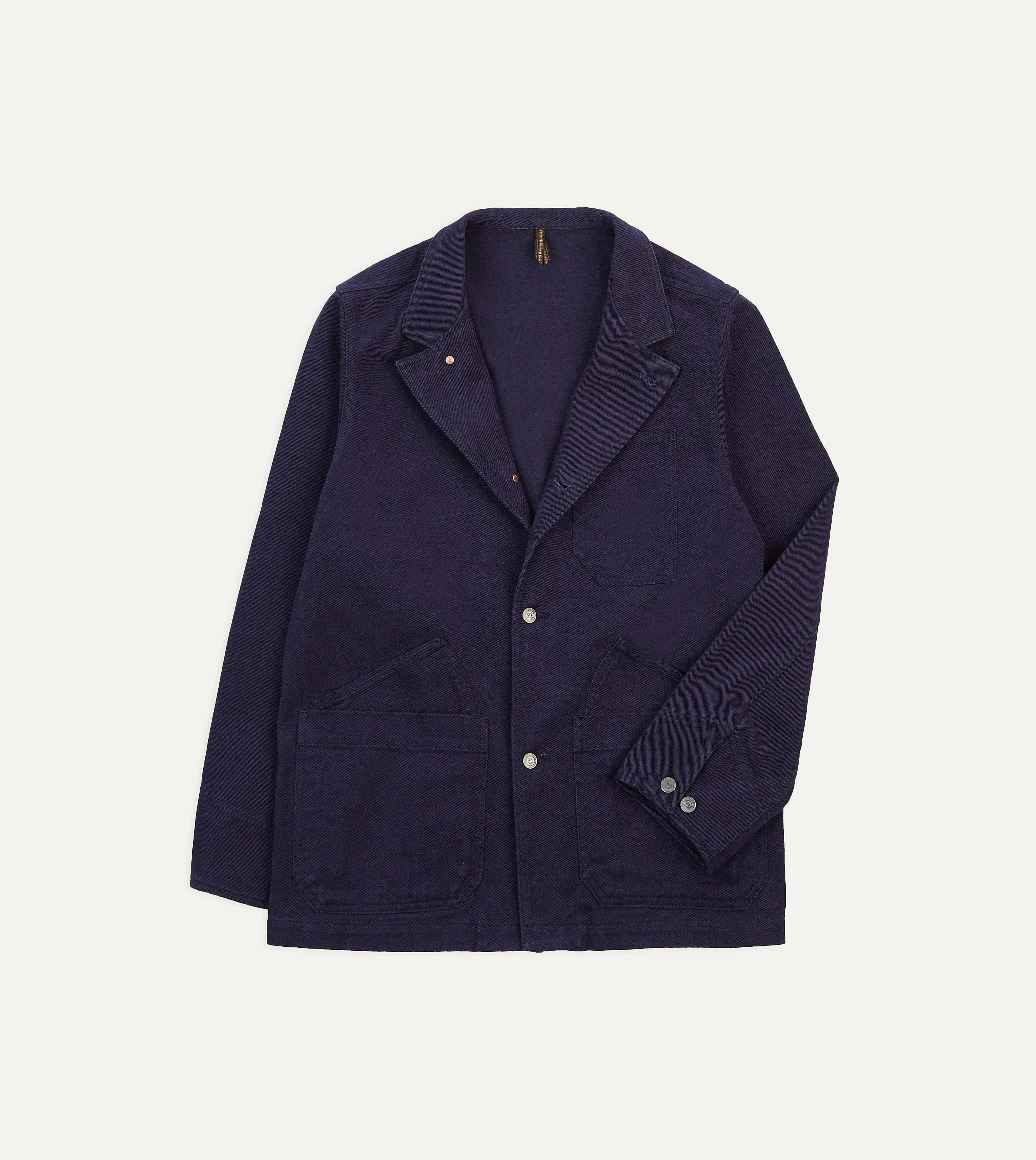 Navy Cotton Canvas Utility Blazer sold by Drake's London