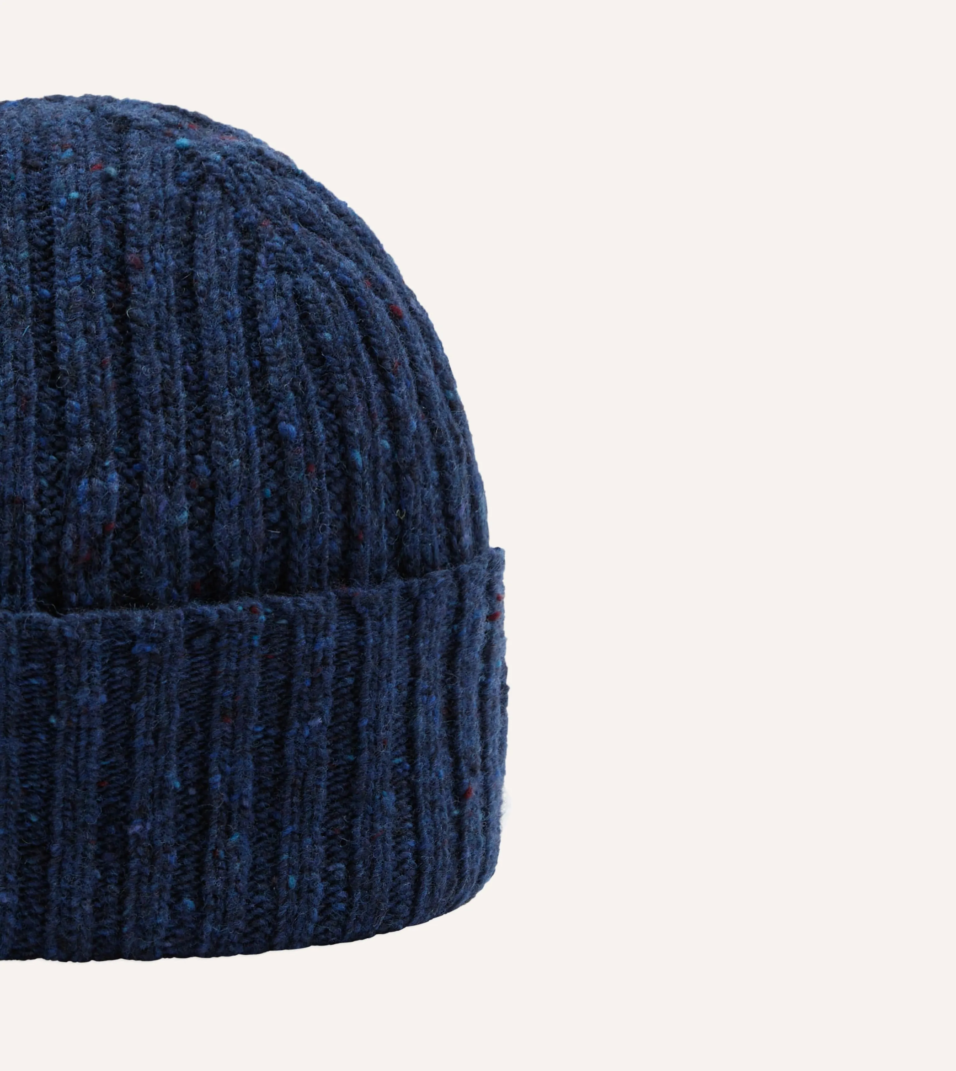 Blue Ribbed Merino Donegal Knit Cap sold by Drake's London product image thumbnail 4