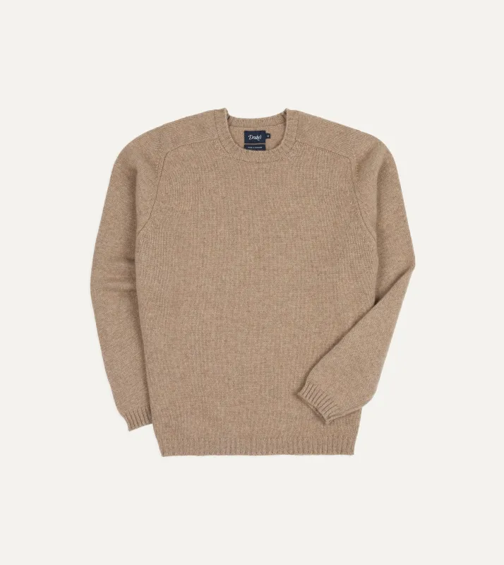 Oatmeal Cashmere Crew Neck Jumper sold by Drake's London