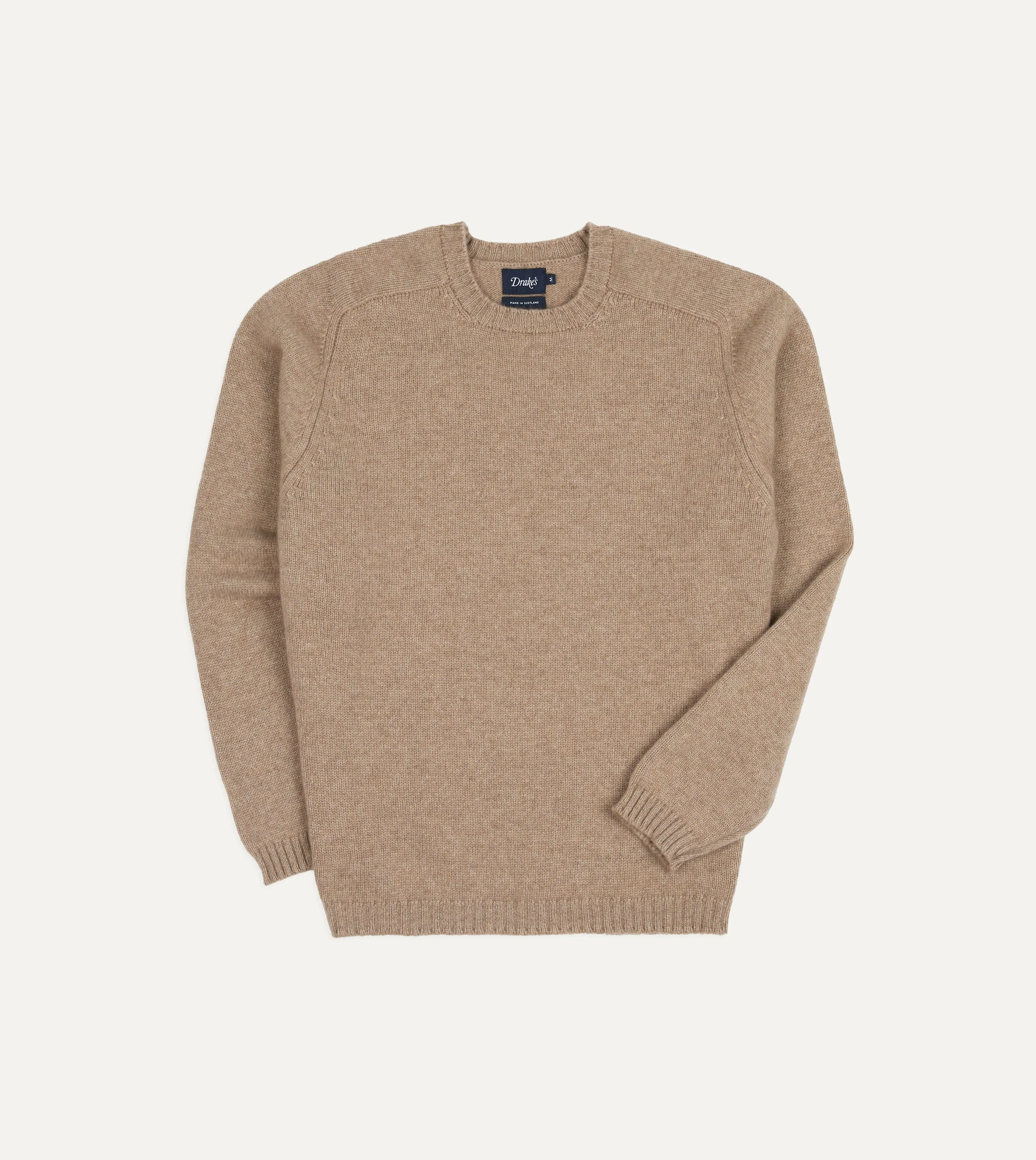 Oatmeal Cashmere Crew Neck Jumper sold by Drake's London
