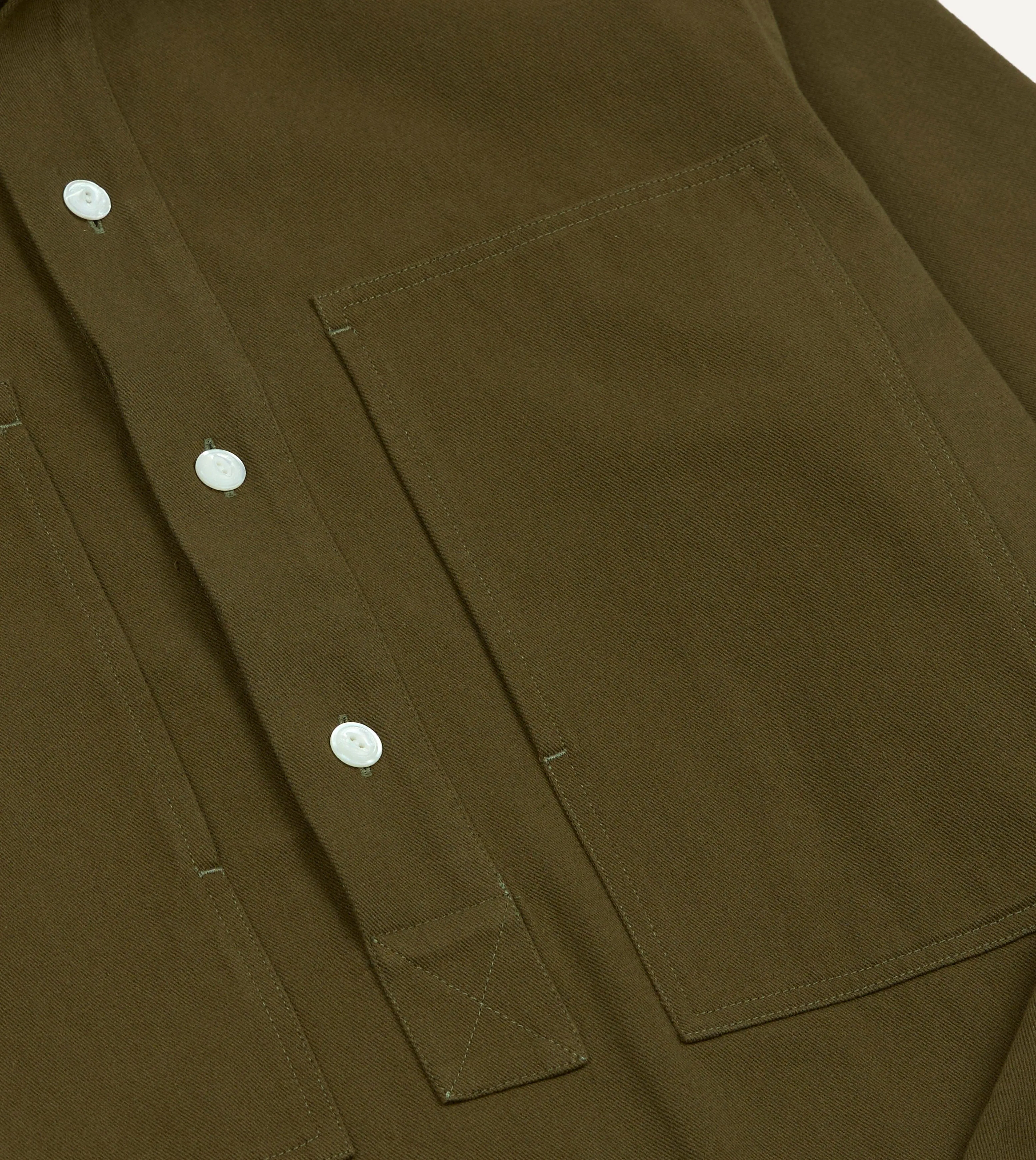 Khaki Cotton Mandarin Collar Popover Shirt sold by Drake's London product image thumbnail 4