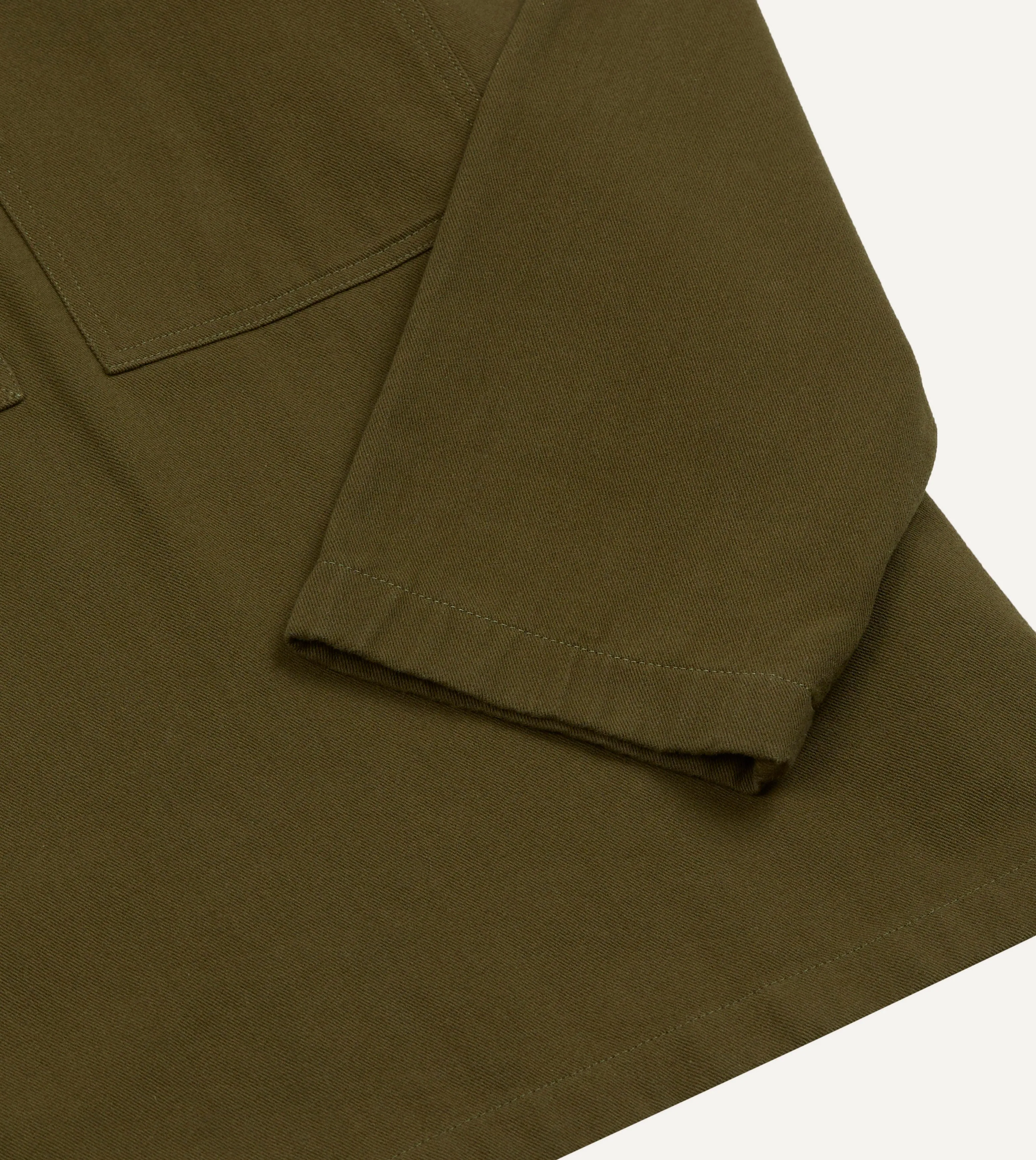 Khaki Cotton Mandarin Collar Popover Shirt sold by Drake's London product image thumbnail 5