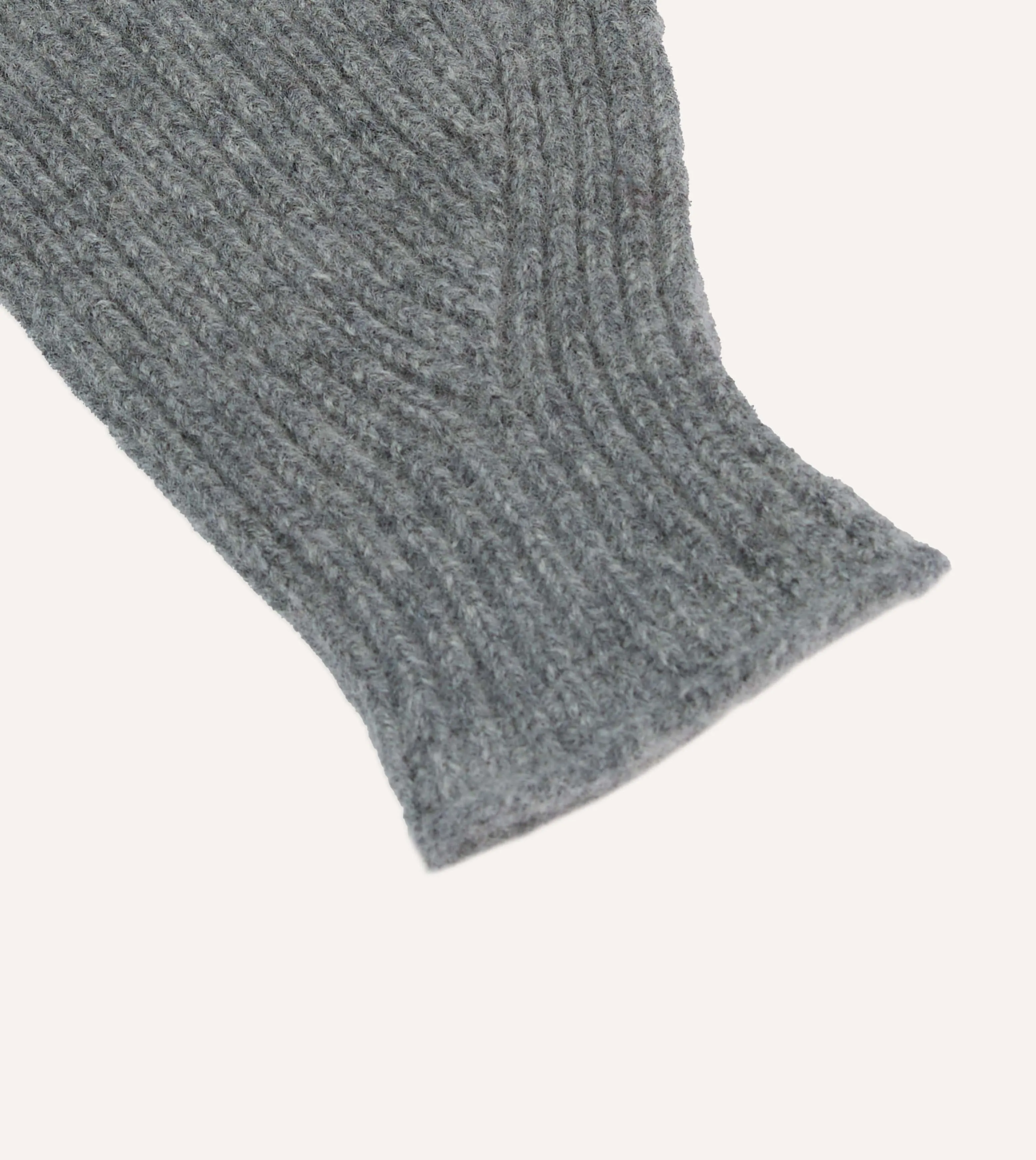 Grey Lambswool Ribbed Knitted Gloves sold by Drake's London product image thumbnail 2