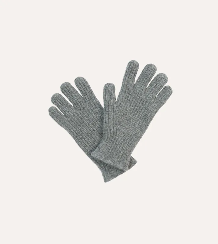 Grey Lambswool Ribbed Knitted Gloves sold by Drake's London