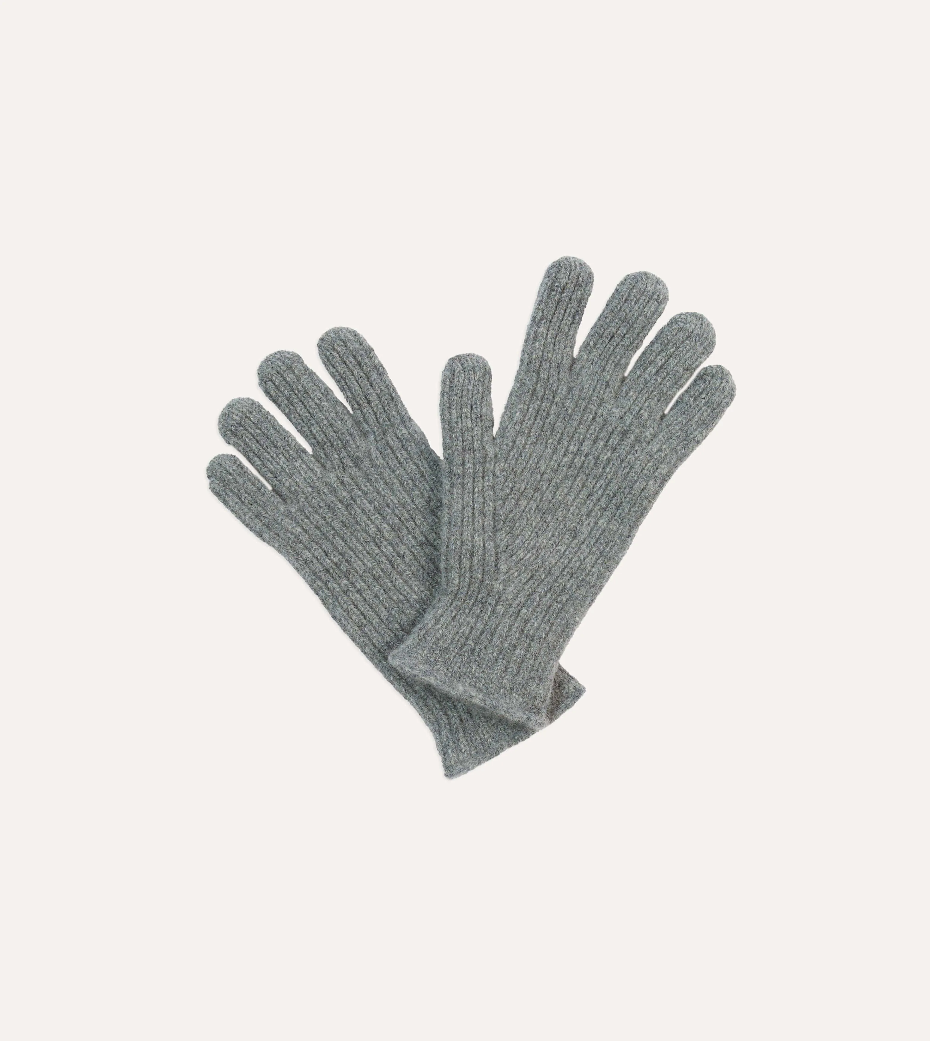Grey Lambswool Ribbed Knitted Gloves sold by Drake's London