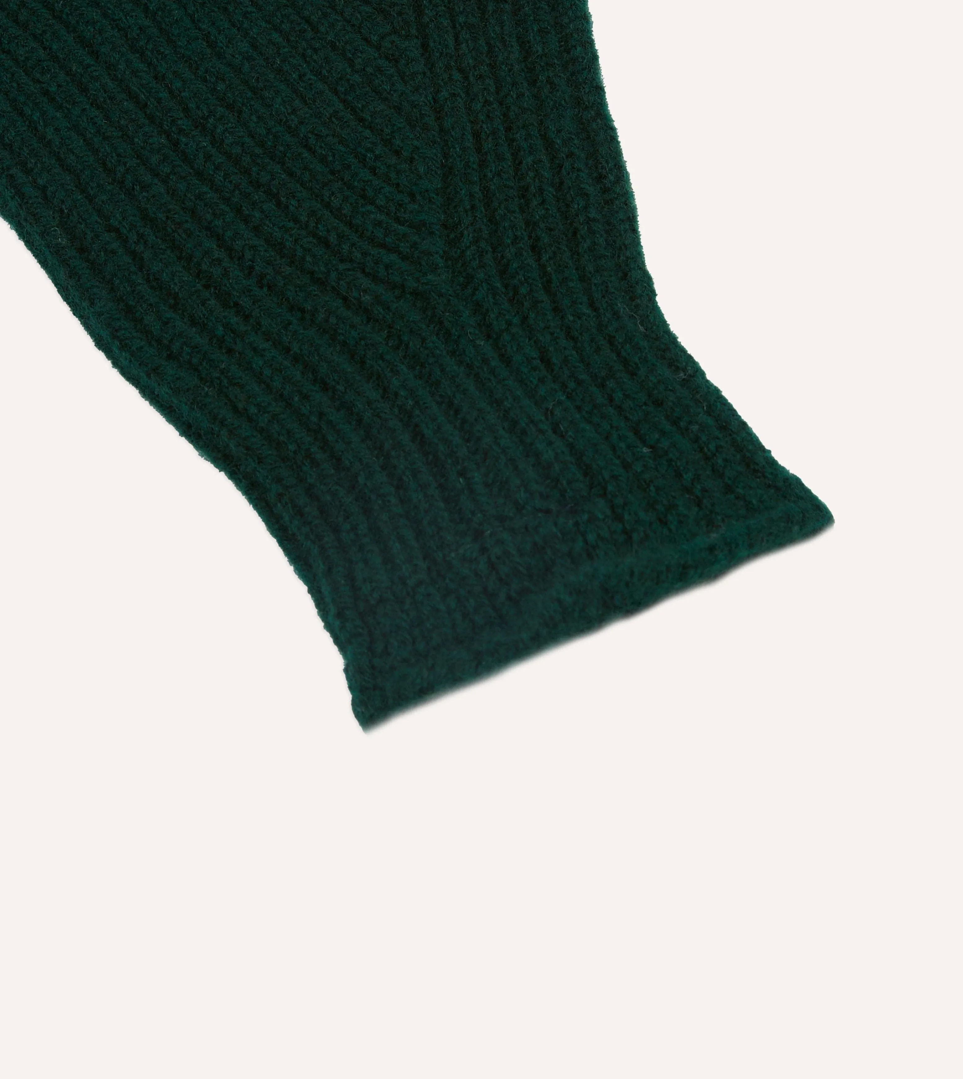 Dark Green Lambswool Ribbed Knitted Gloves sold by Drake's London product image thumbnail 2