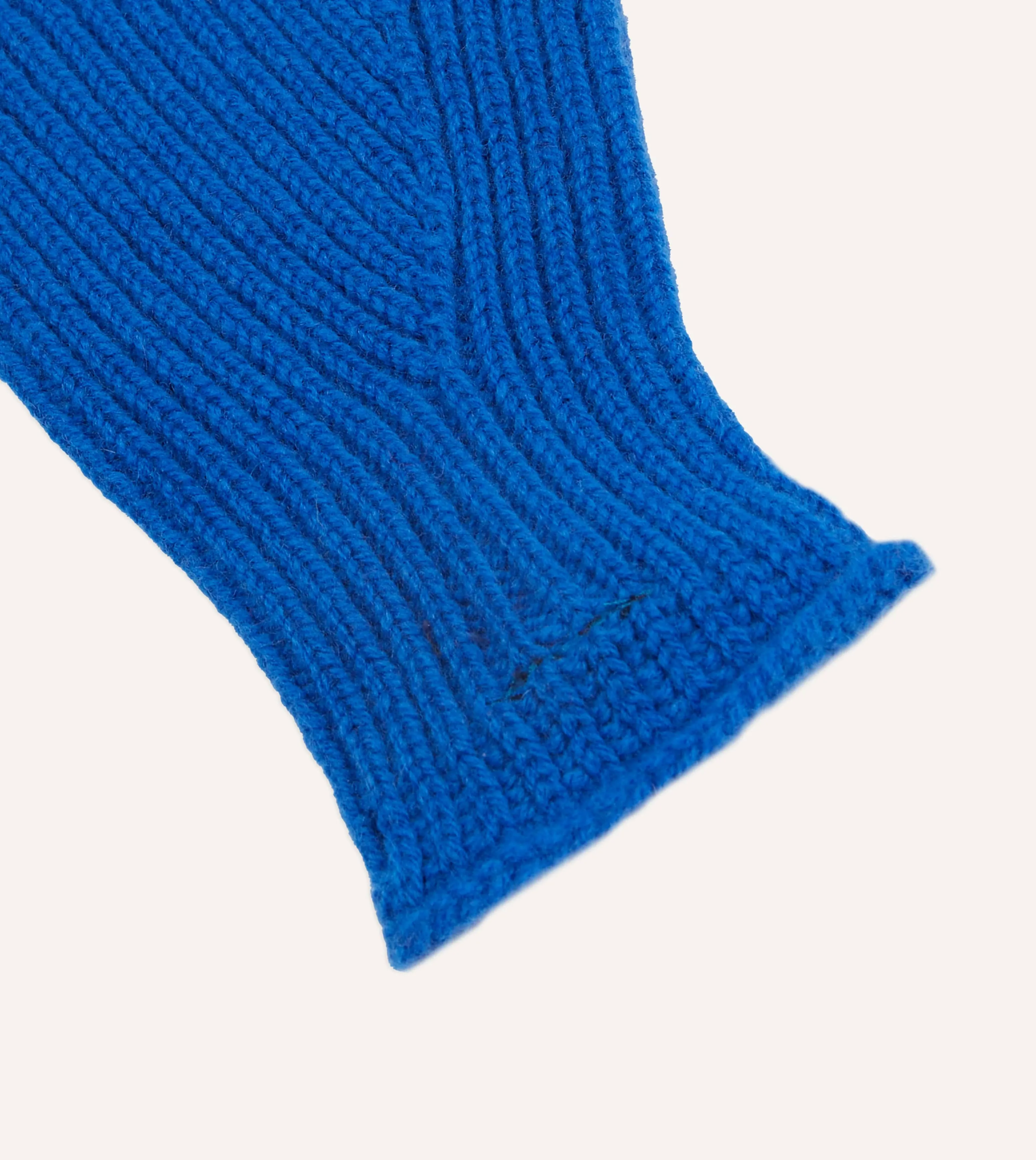 Blue Lambswool Ribbed Knitted Gloves sold by Drake's London product image thumbnail 2