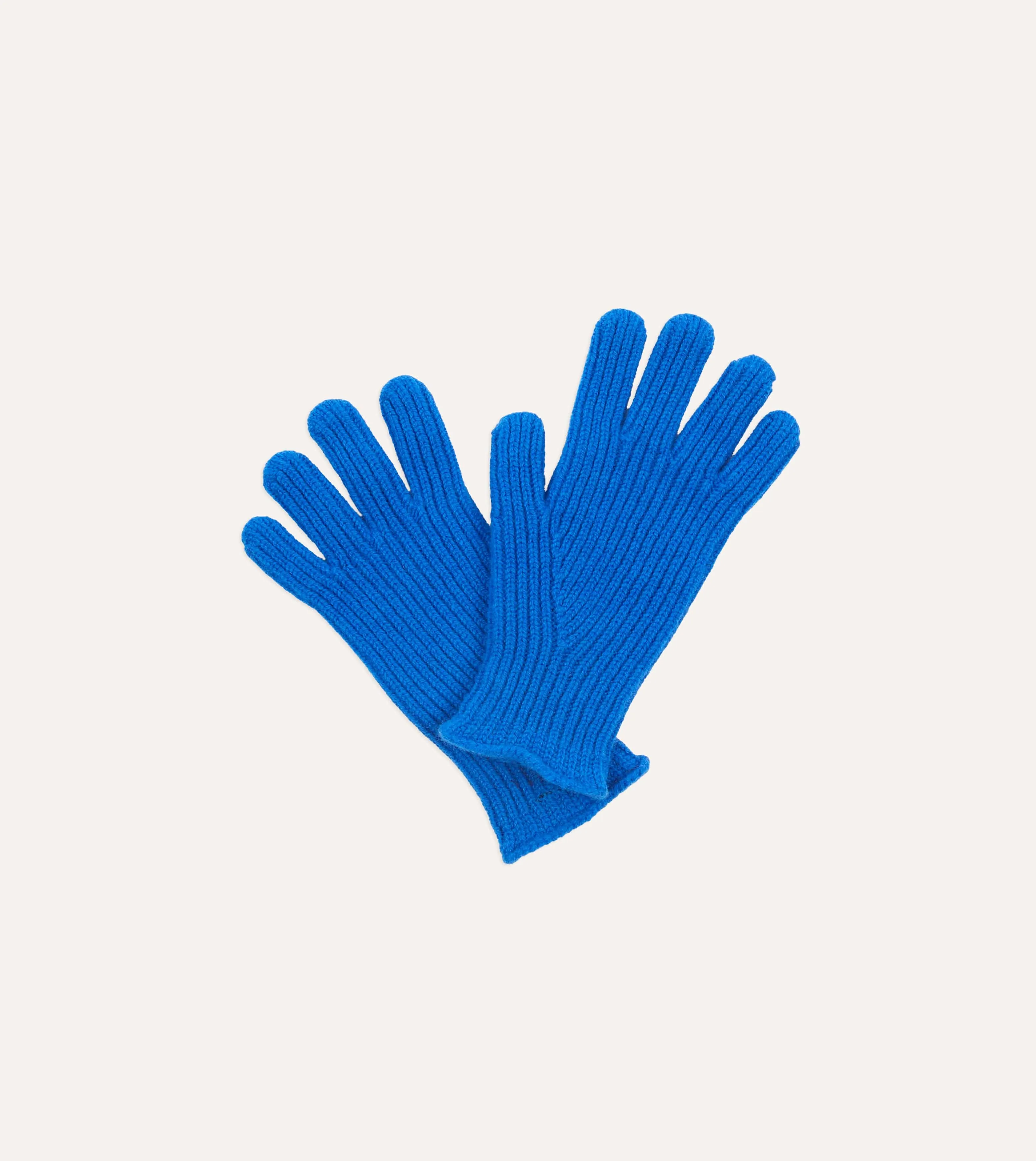 Blue Lambswool Ribbed Knitted Gloves sold by Drake's London
