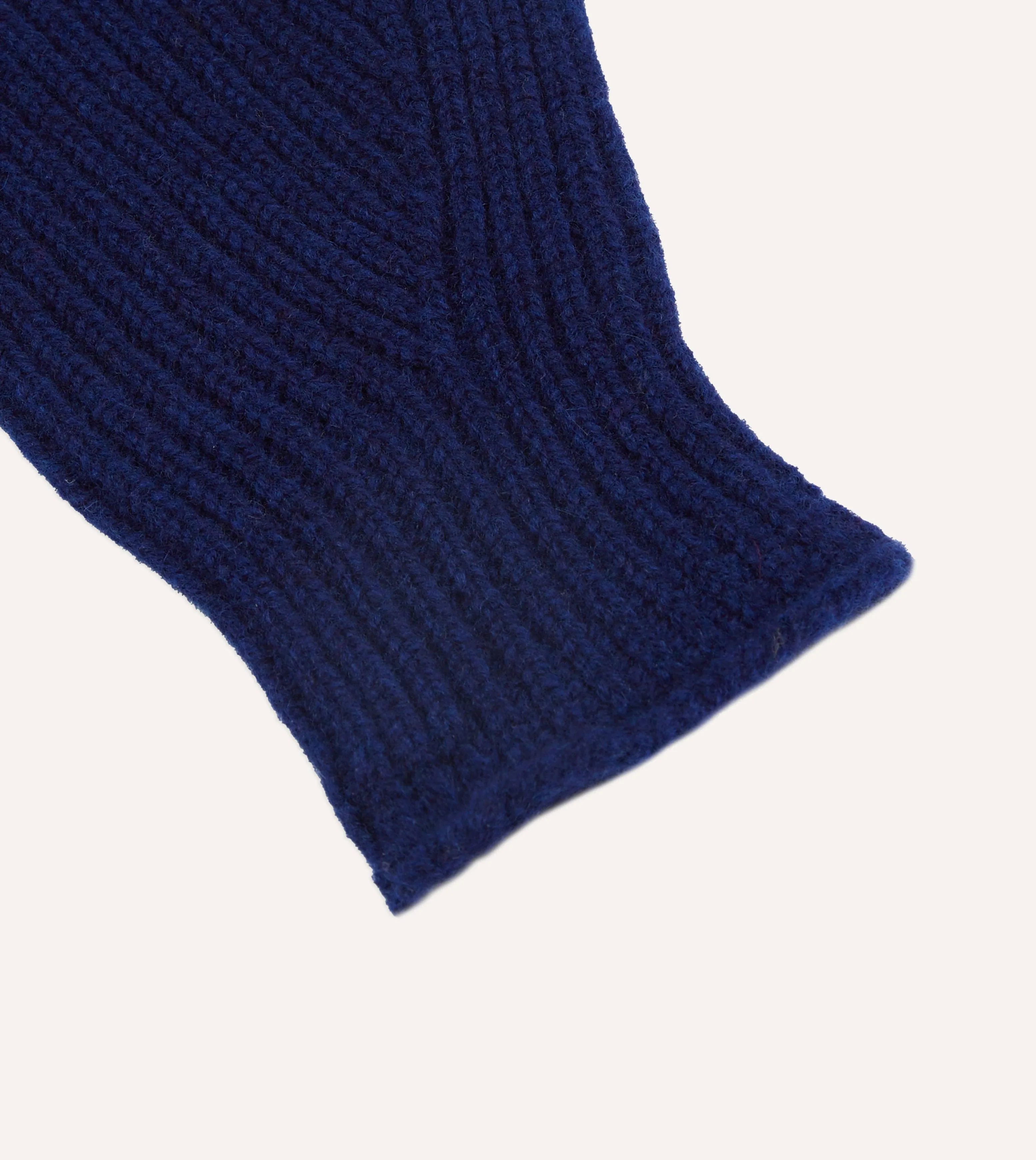 Navy Lambswool Ribbed Knitted Gloves sold by Drake's London product image thumbnail 2