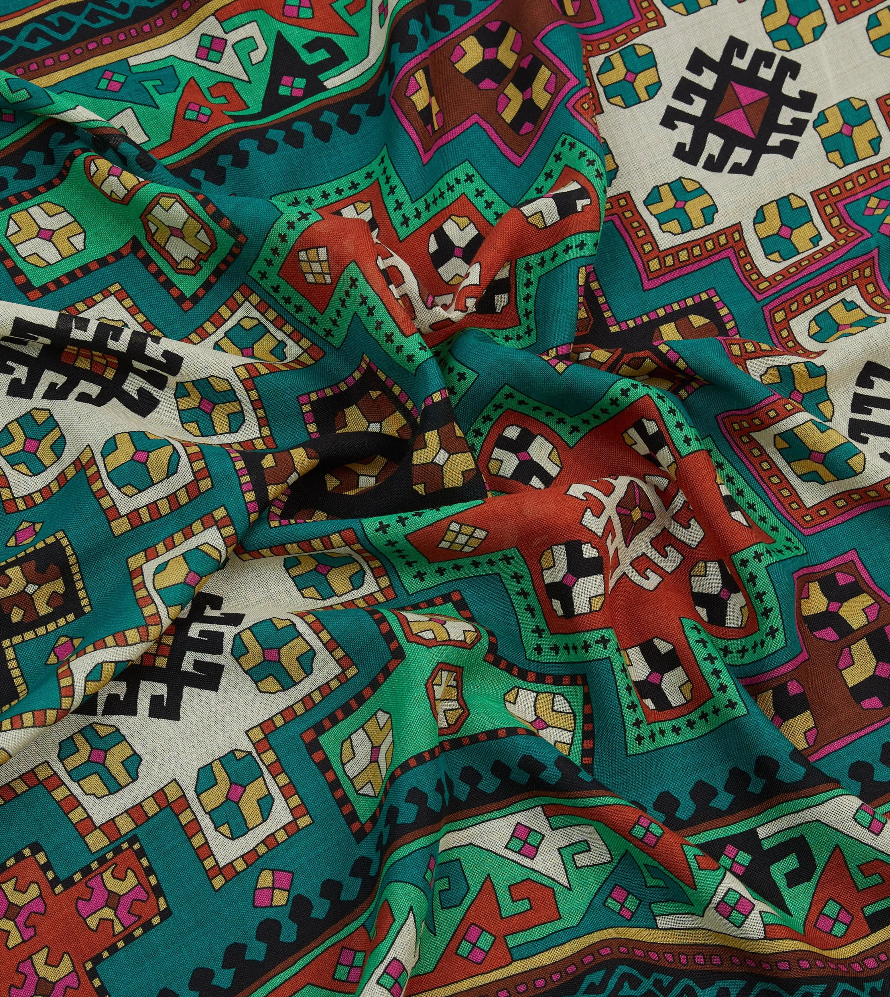 Green Kilim Print Wool-Silk Scarf sold by Drake's London product image thumbnail 2