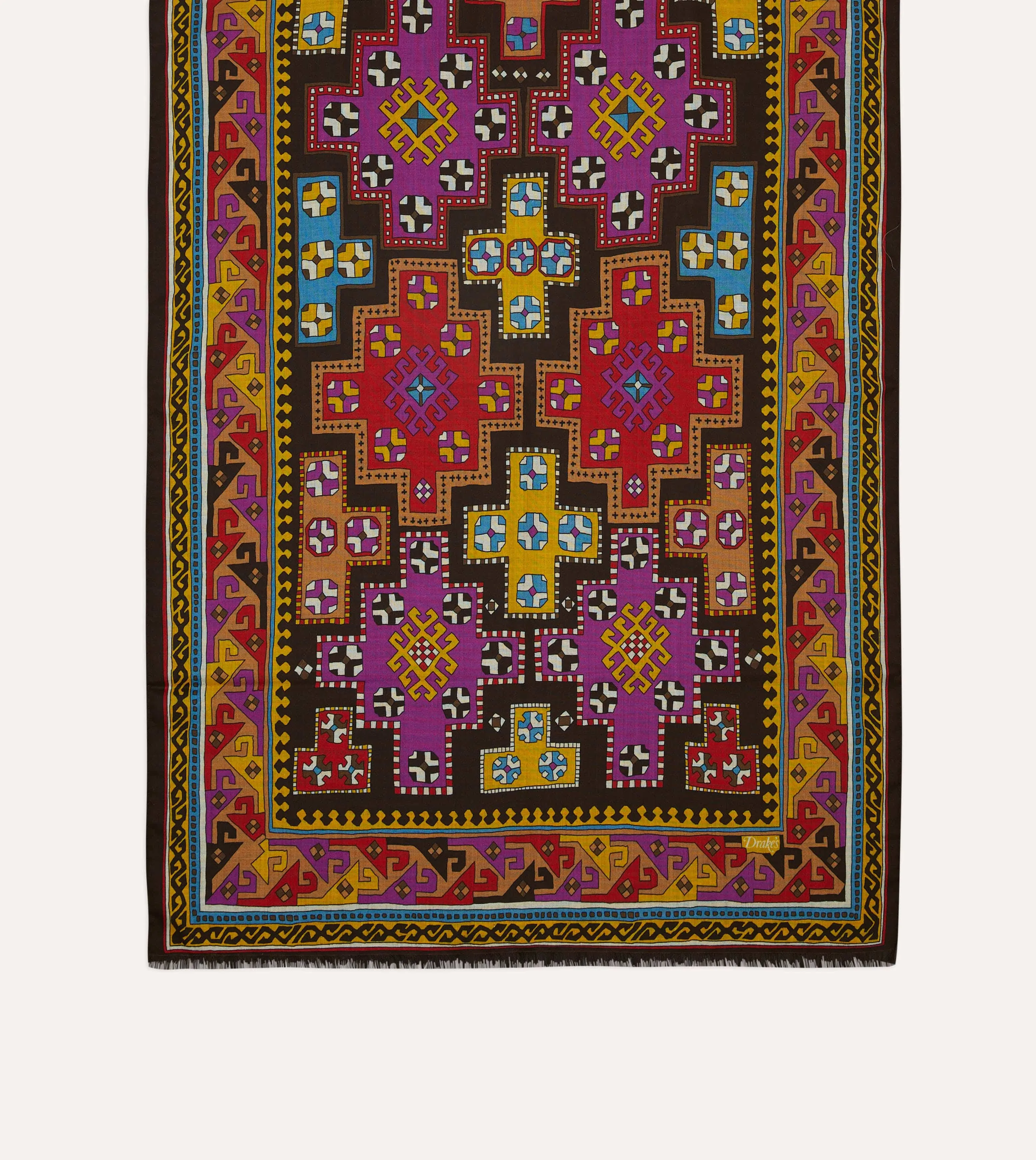 Brown Kilim Print Wool-Silk Scarf sold by Drake's London product image thumbnail 4