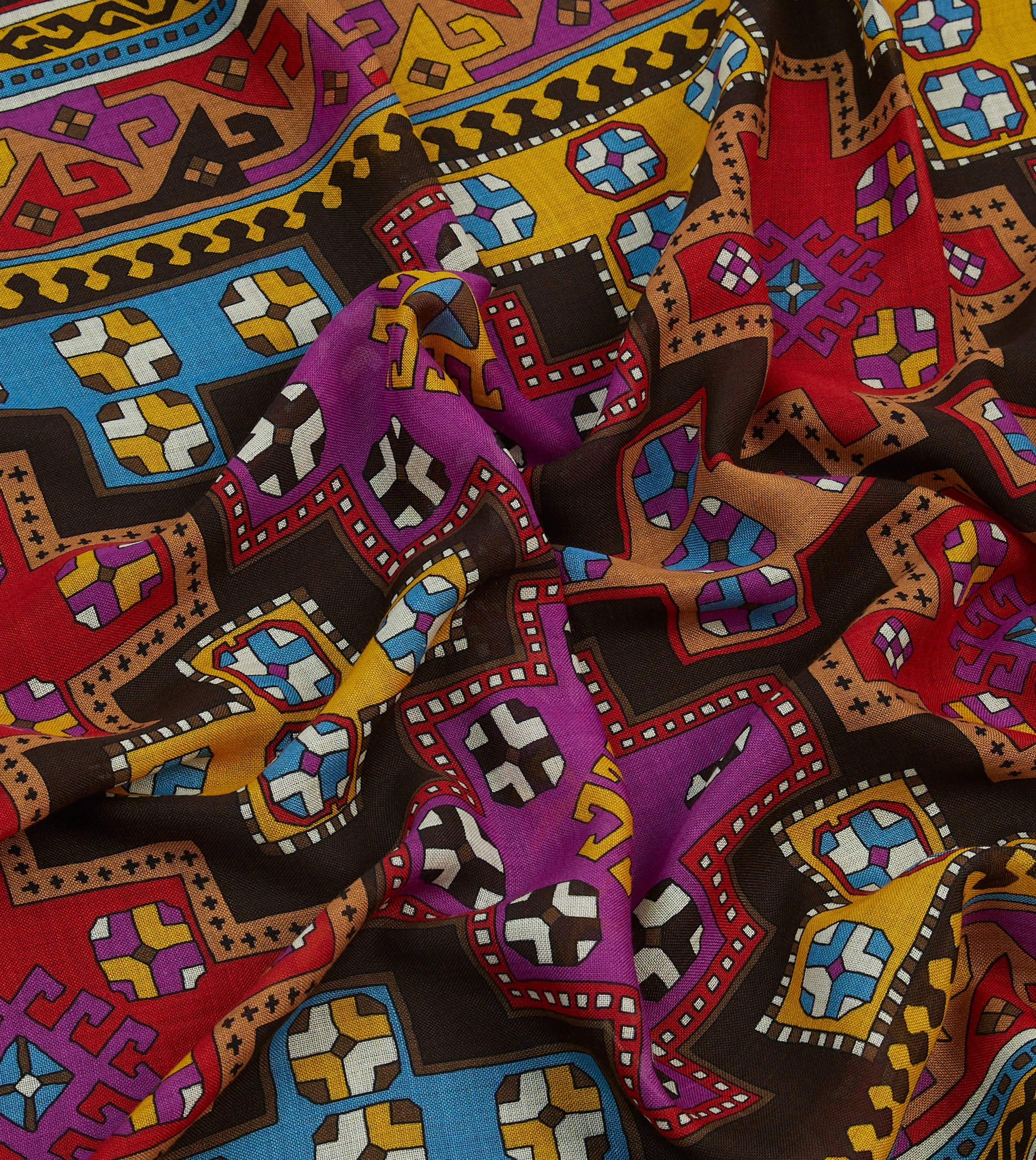 Brown Kilim Print Wool-Silk Scarf sold by Drake's London product image thumbnail 2