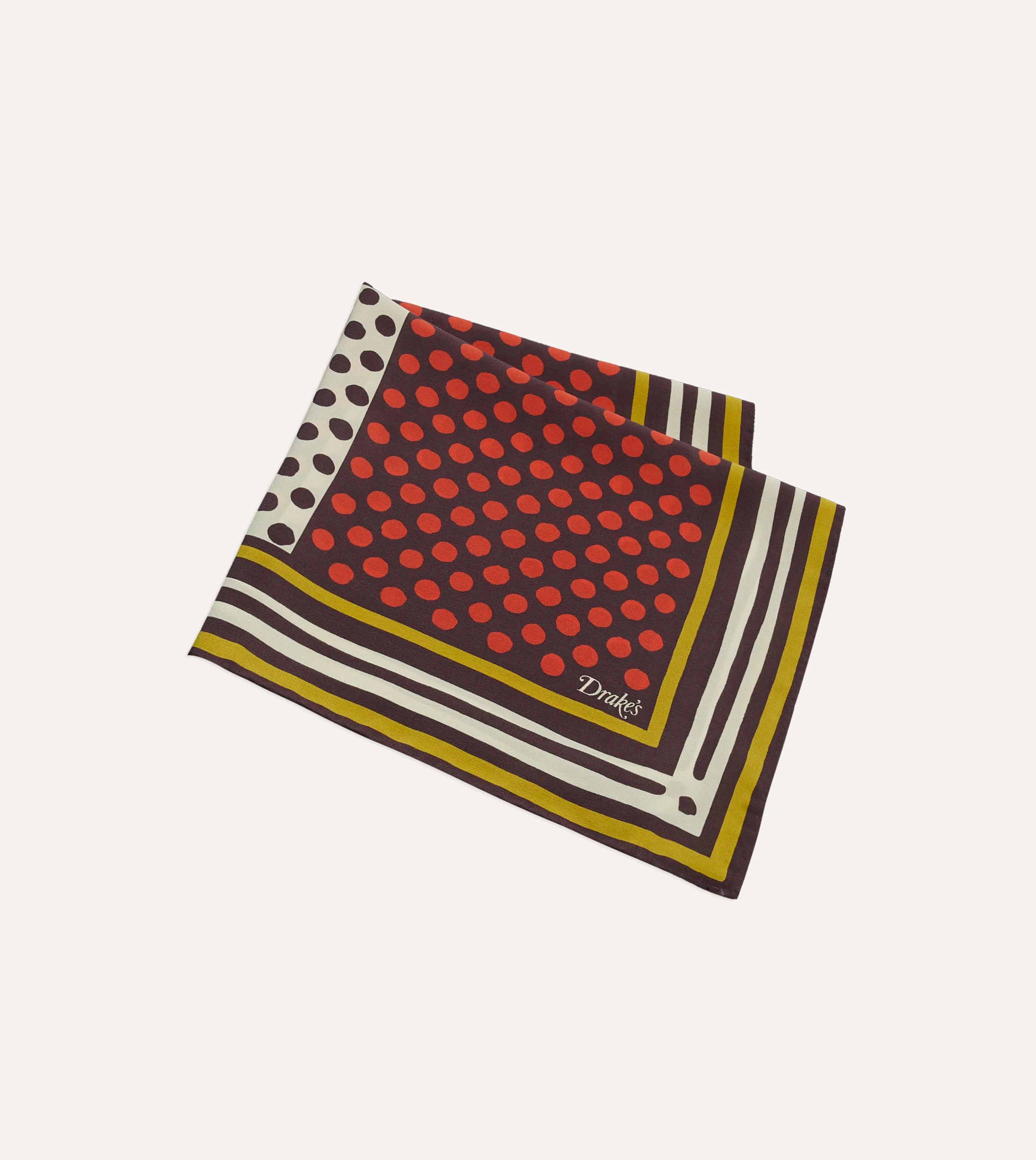 Red Polka Dot Print Silk Pocket Square sold by Drake's London product image thumbnail 3