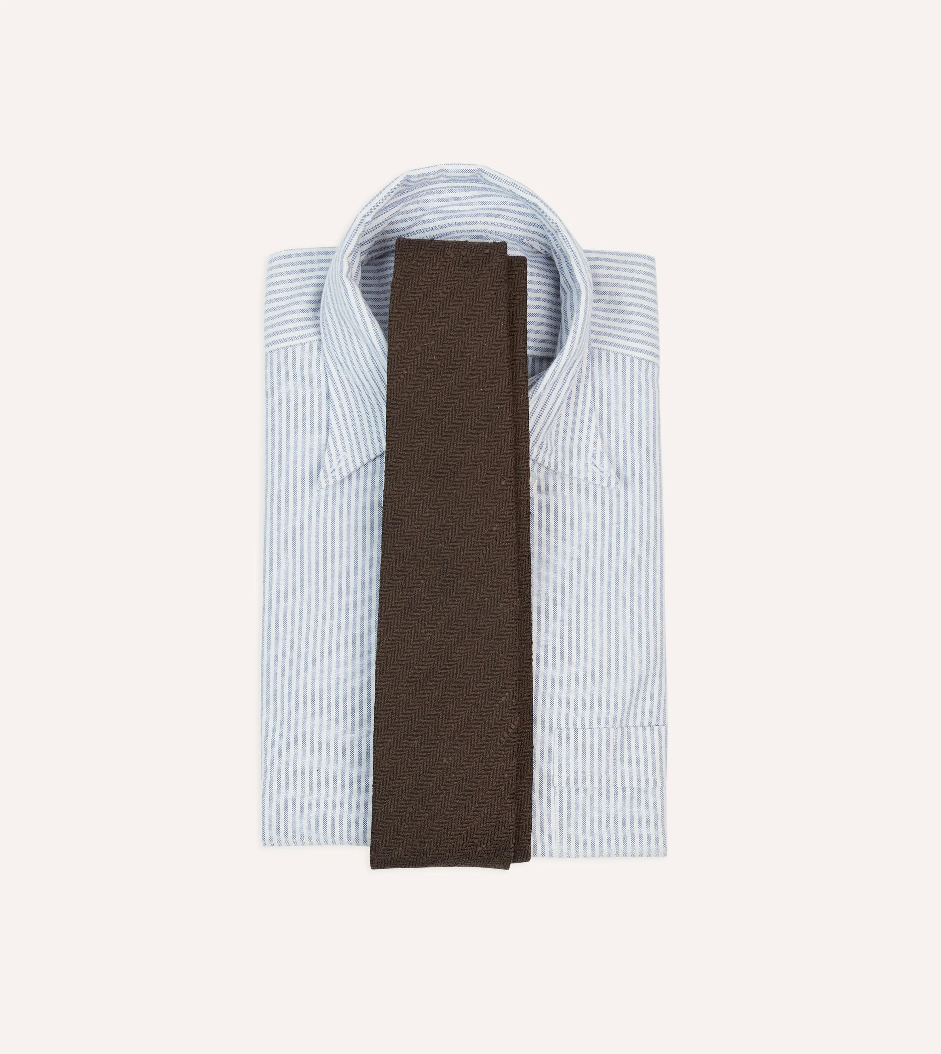 Brown Shantung Silk Hand-Rolled Tie sold by Drake's London product image thumbnail 2