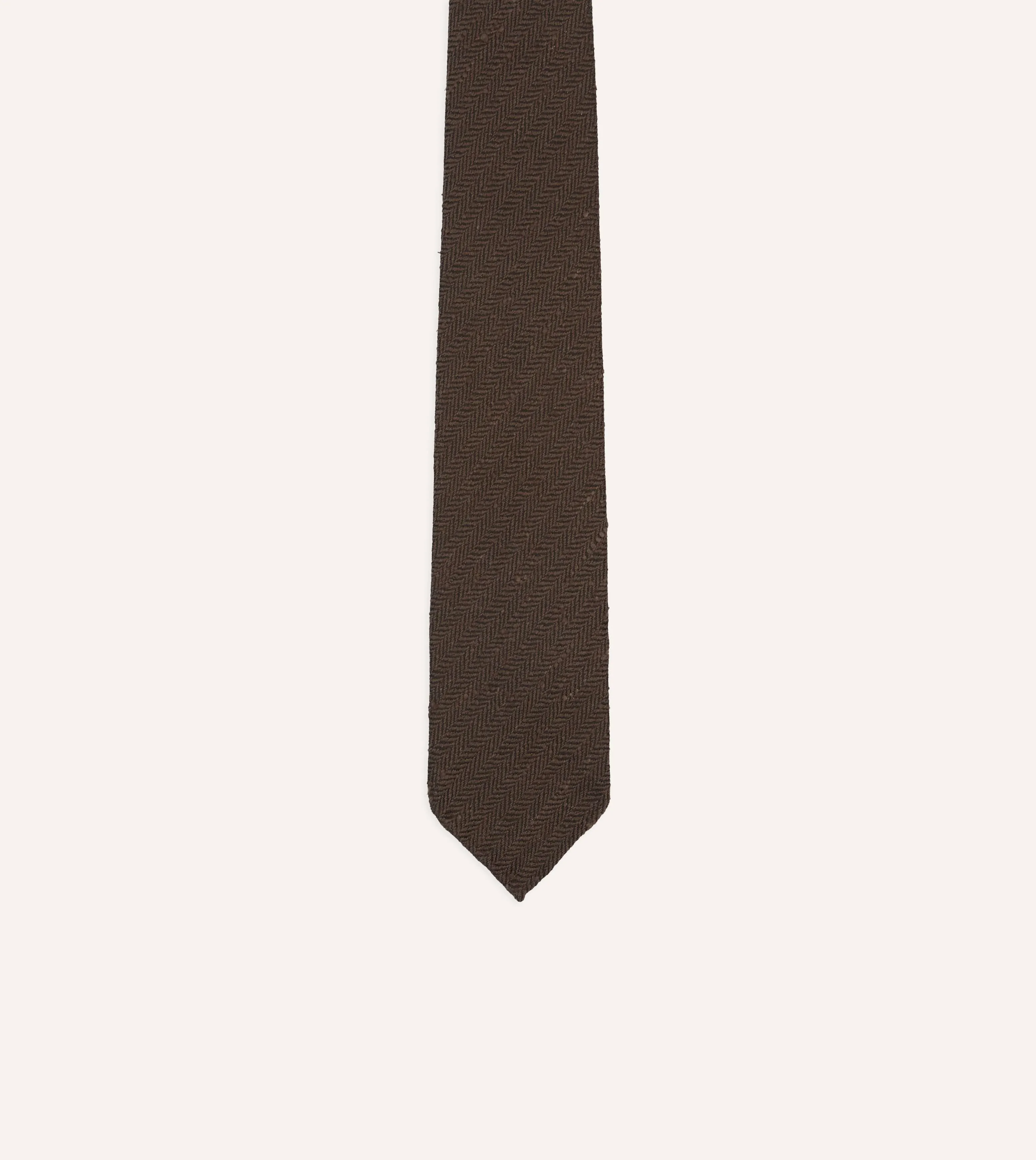 Brown Shantung Silk Hand-Rolled Tie sold by Drake's London product image thumbnail 3